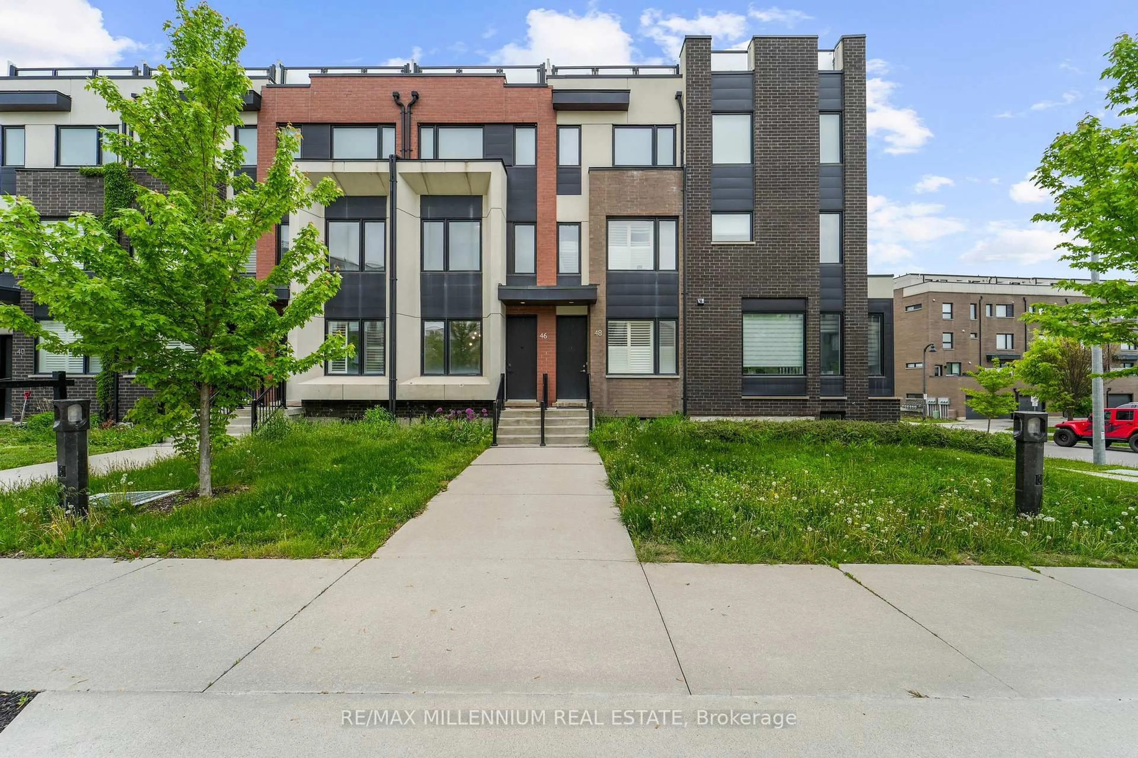 Home with brick exterior material, street for 46 Sarah Jackson Cres, Toronto Ontario M3K 2B8