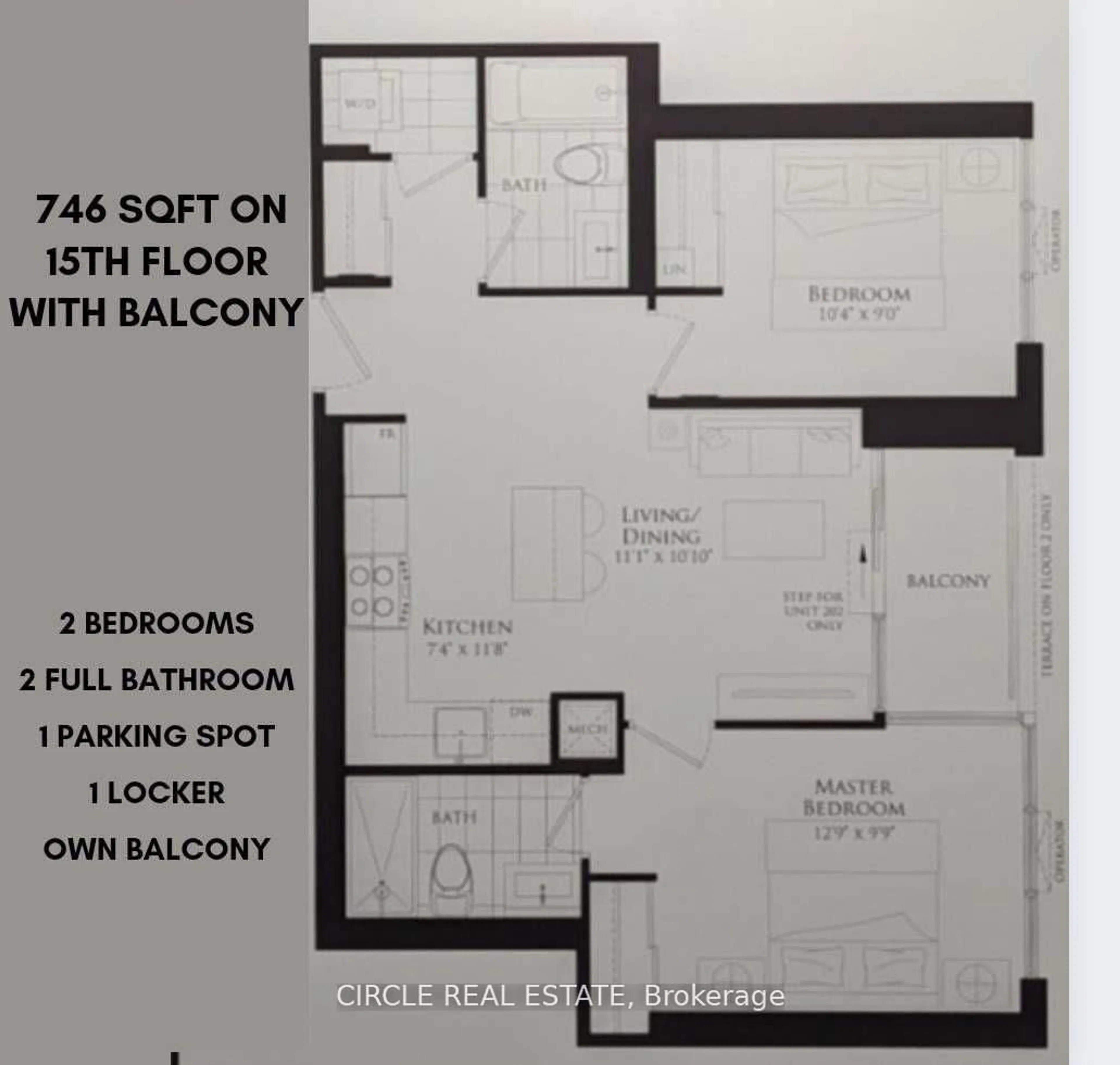 Floor plan for 15 Lynch St #1505, Brampton Ontario L6W 2B1