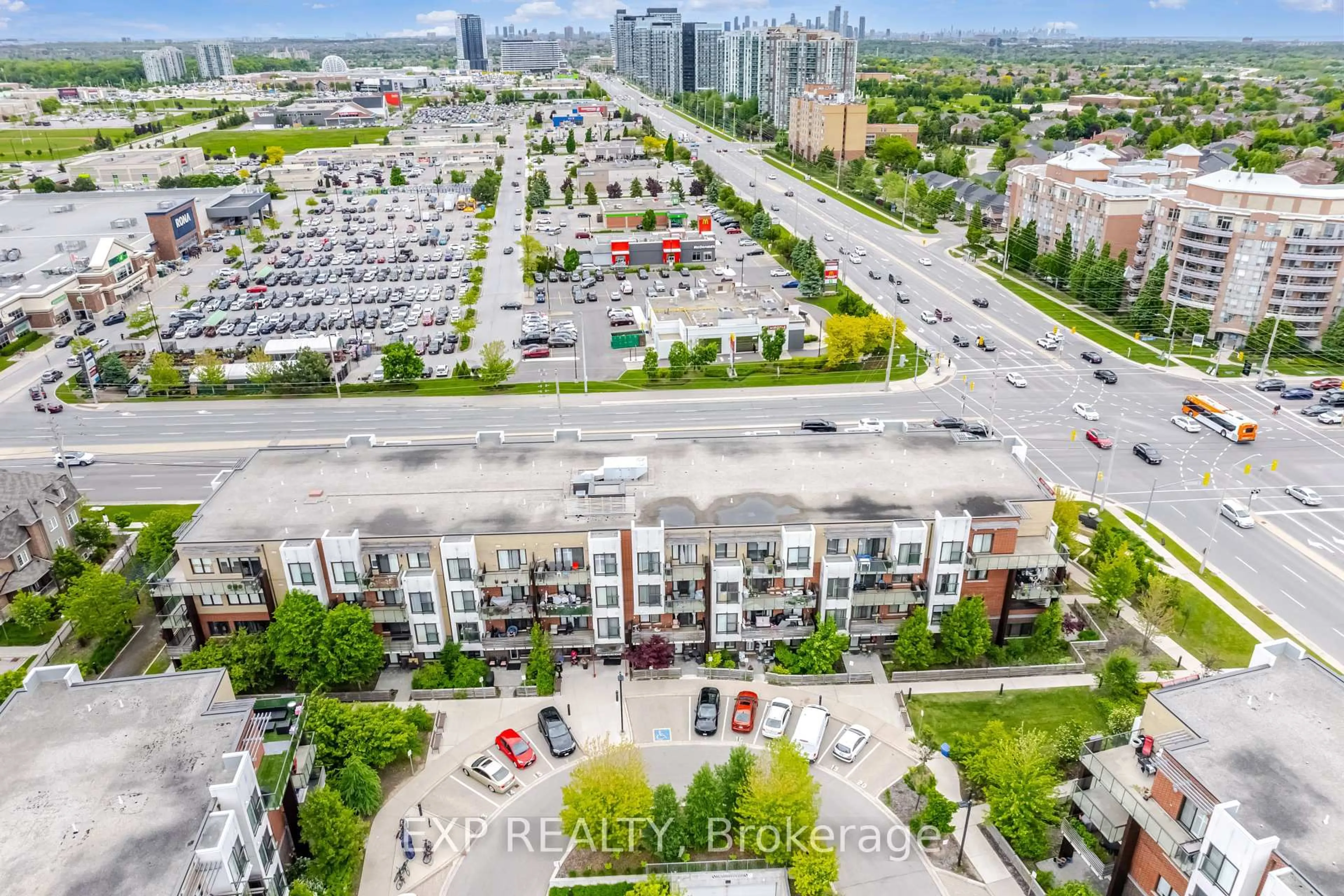 A pic from outside/outdoor area/front of a property/back of a property/a pic from drone, city buildings view from balcony for 5025 Harvard Rd #305, Mississauga Ontario L5M 0W6
