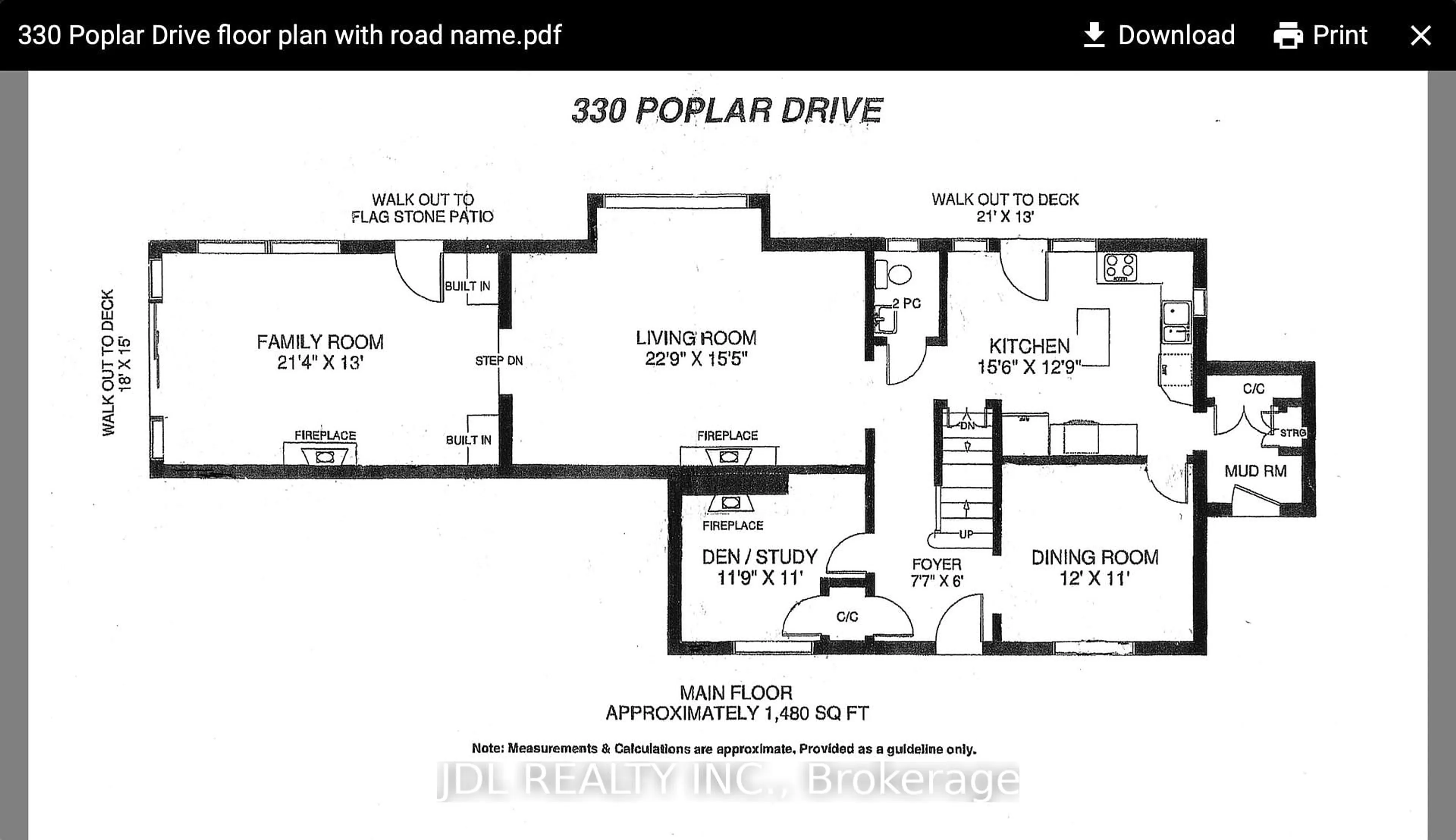 Floor plan for 330 Poplar Dr, Oakville Ontario L6J 4E1