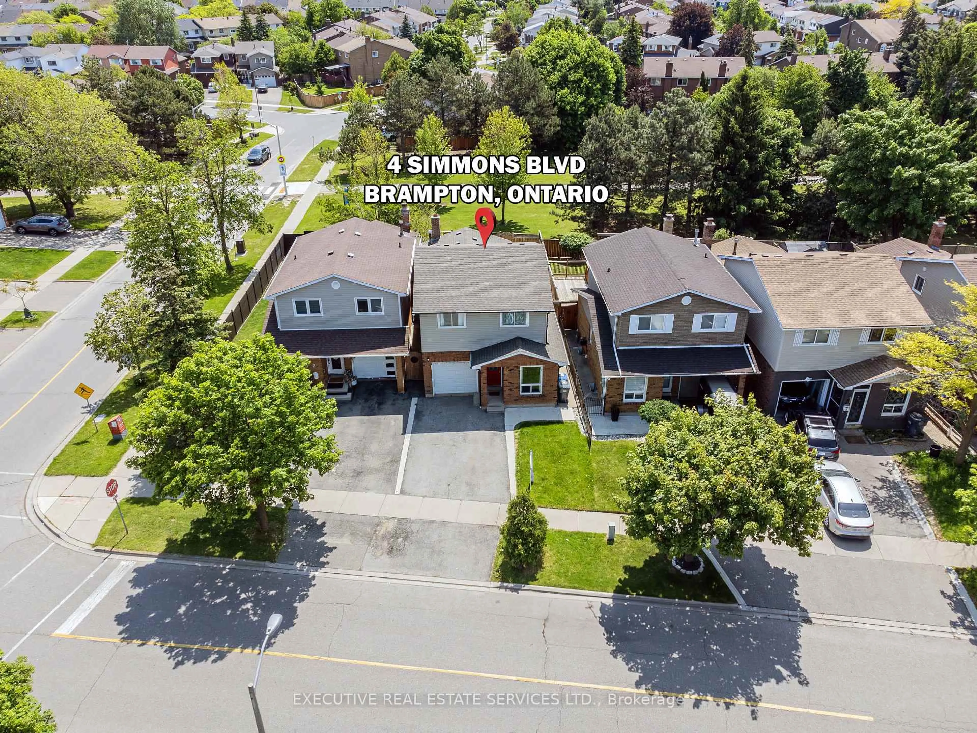 A pic from outside/outdoor area/front of a property/back of a property/a pic from drone, street for 4 Simmons Blvd, Brampton Ontario L6V 3V5
