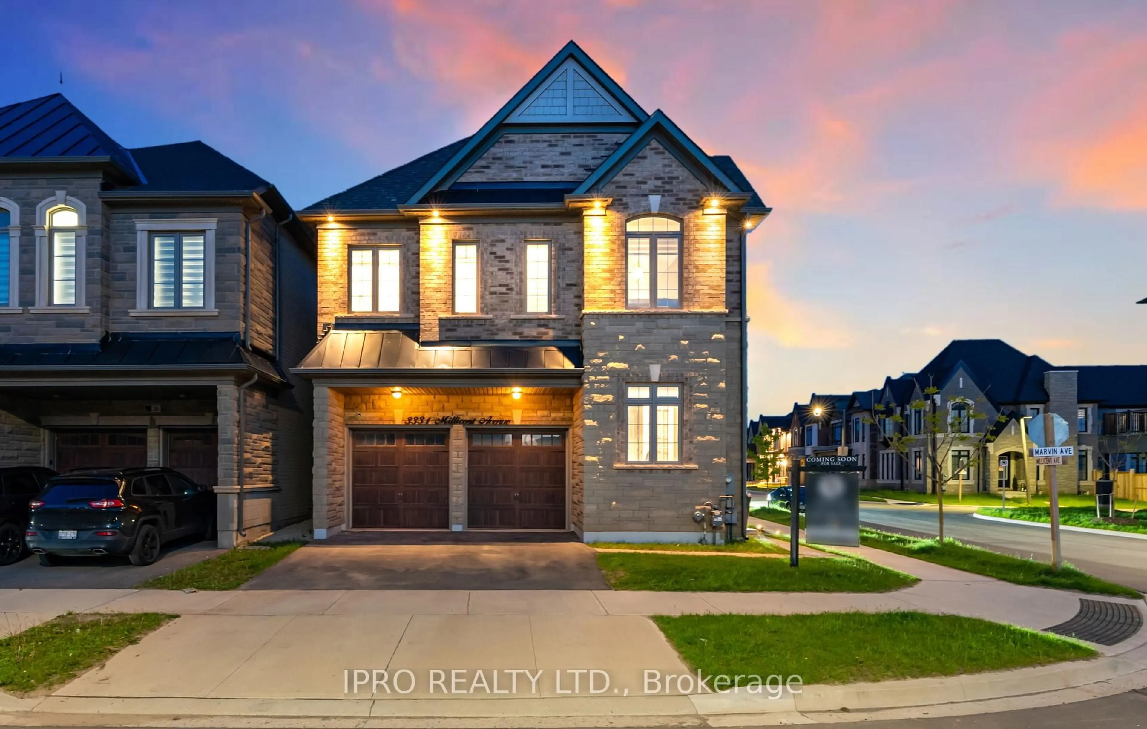 Home with brick exterior material, street for 3331 Millicent Ave, Oakville Ontario L6H 0Z8