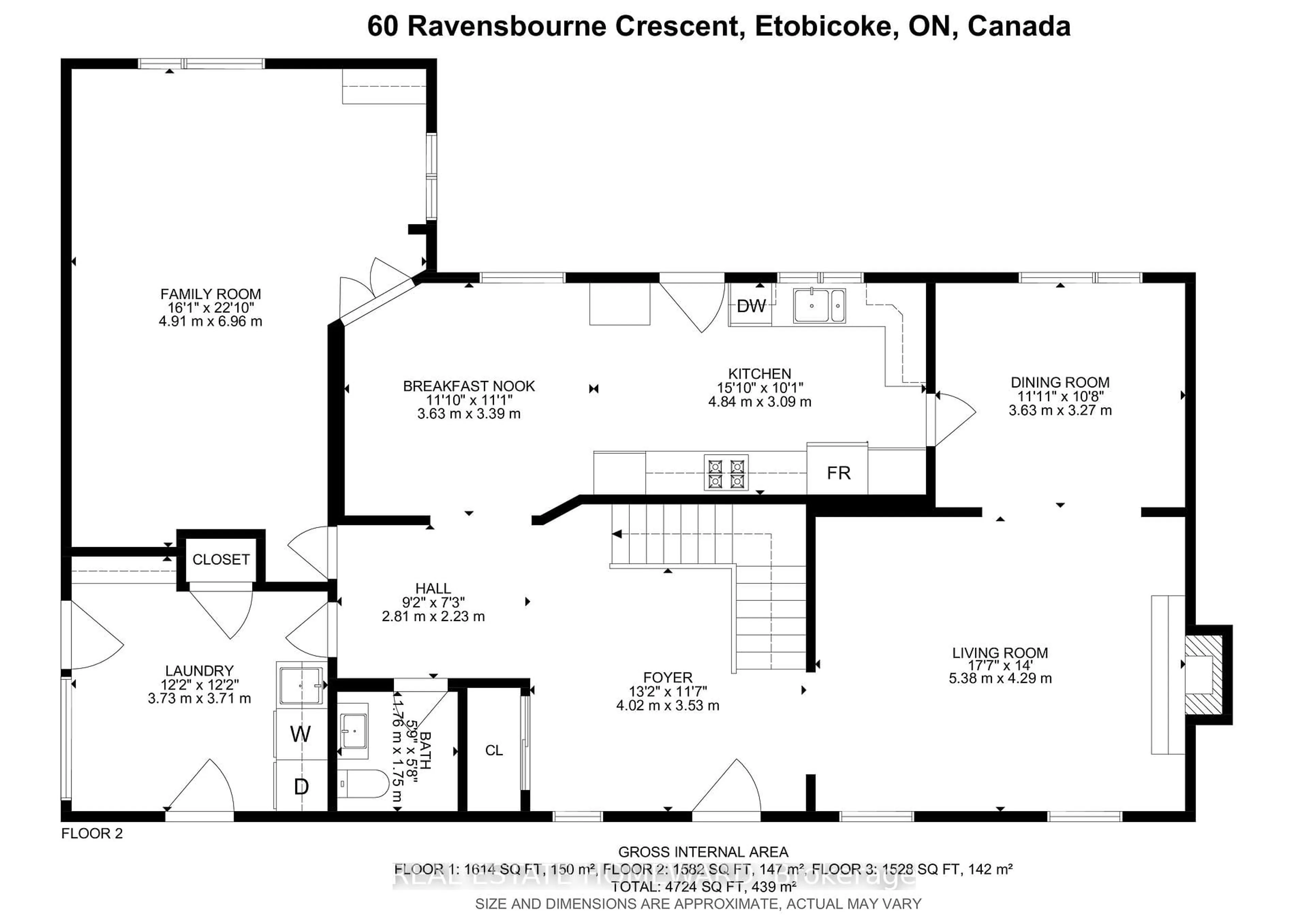 Floor plan for 60 Ravensbourne Cres, Toronto Ontario M9A 2A8