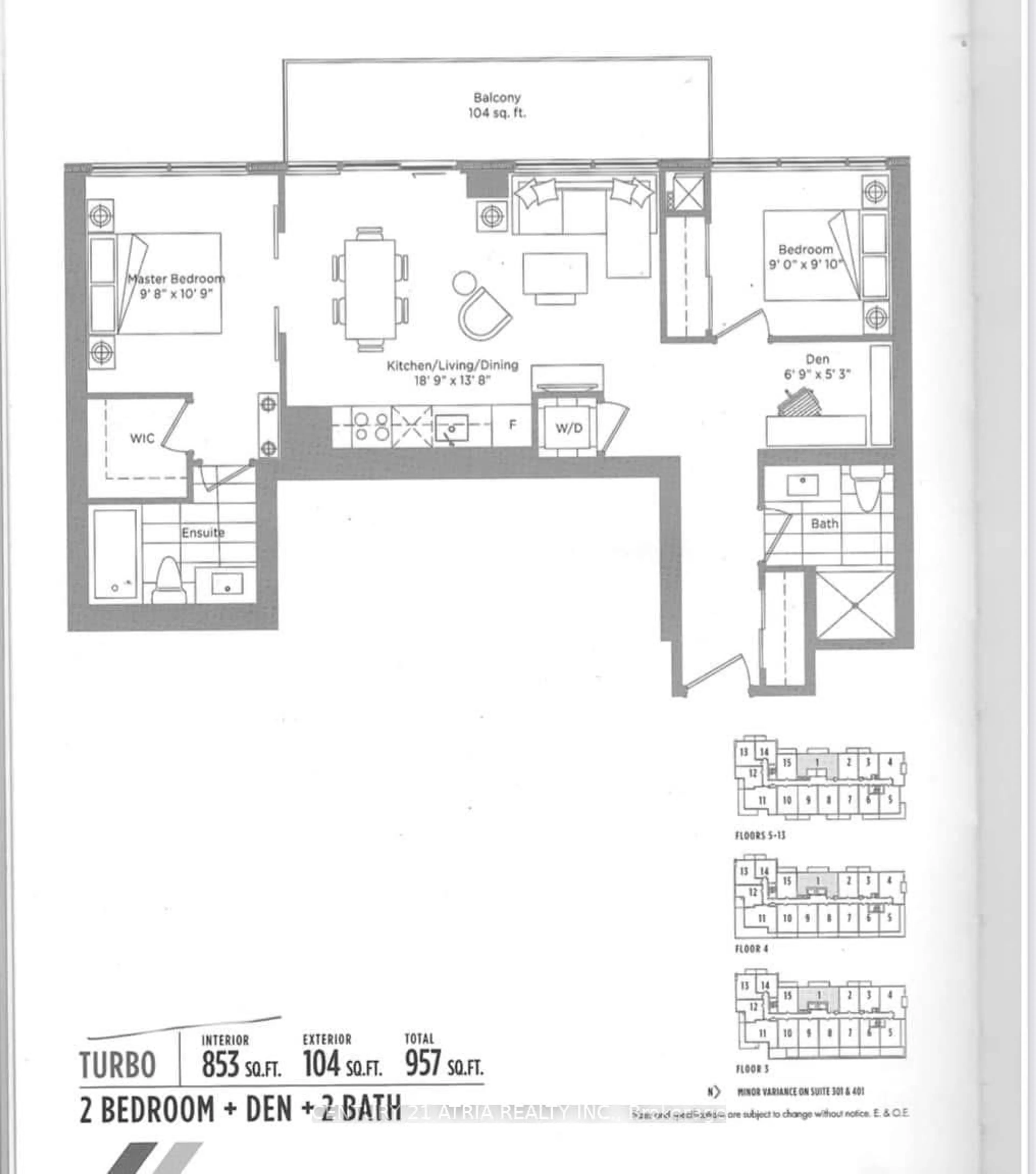 Floor plan for 10 De Boers Dr #401, Toronto Ontario M3J 0H1