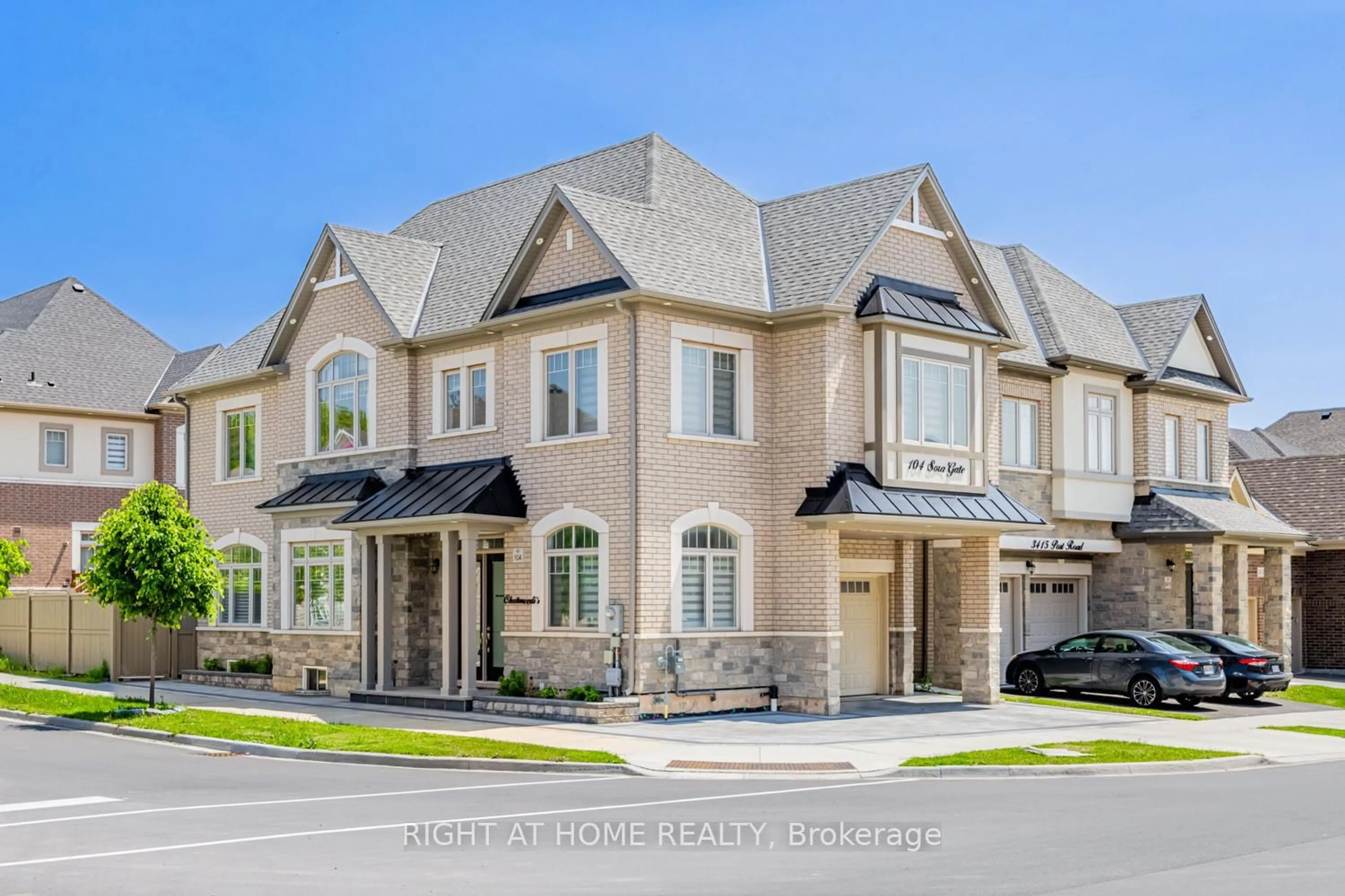 Home with brick exterior material, street for 104 Sora Gate, Oakville Ontario L6H 0Y4