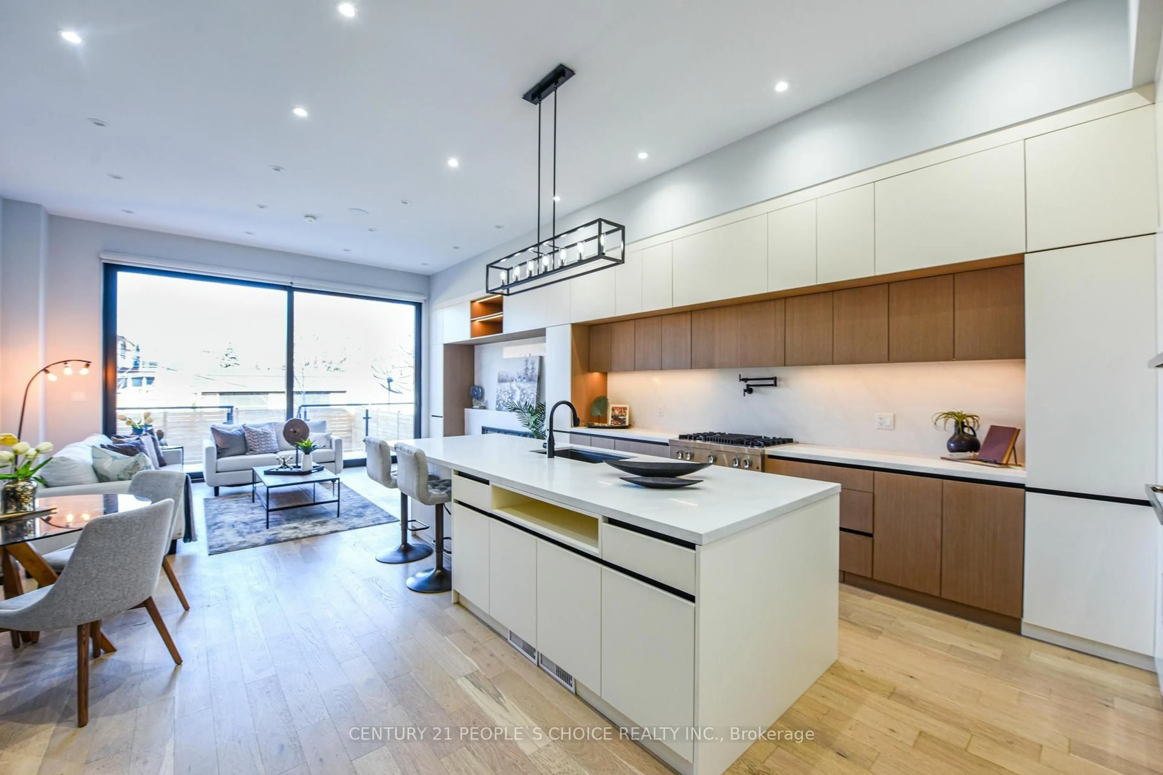 Open concept kitchen, wood/laminate floor for 80A Evans Ave, Toronto Ontario M8Z 1H8