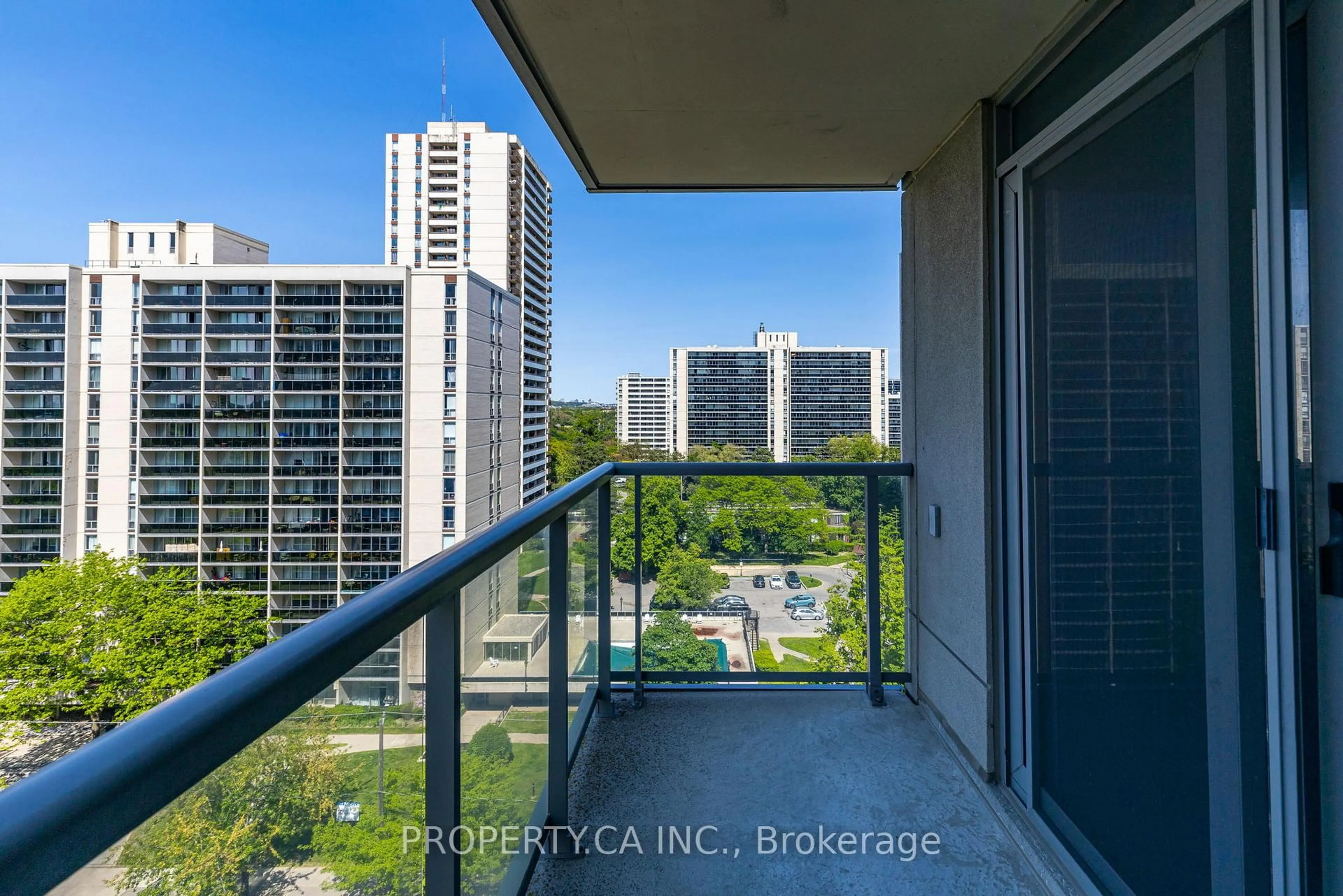 Balcony in the apartment, city buildings view from balcony for 70 High Park Ave #1003, Toronto Ontario M6P 1A1