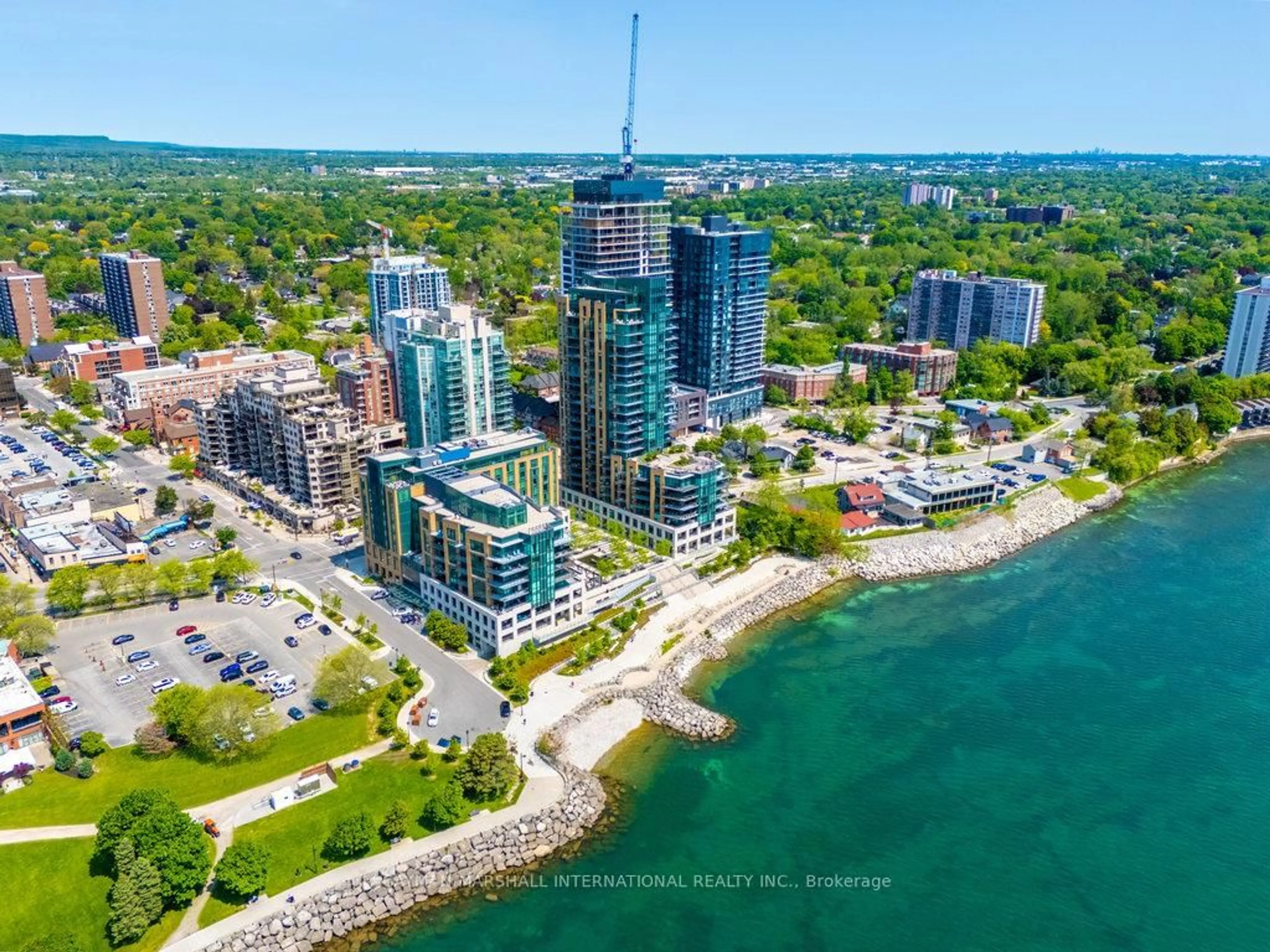 A pic from outside/outdoor area/front of a property/back of a property/a pic from drone, water/lake/river/ocean view for 2060 Lakeshore Rd #2101, Burlington Ontario L7R 0G2