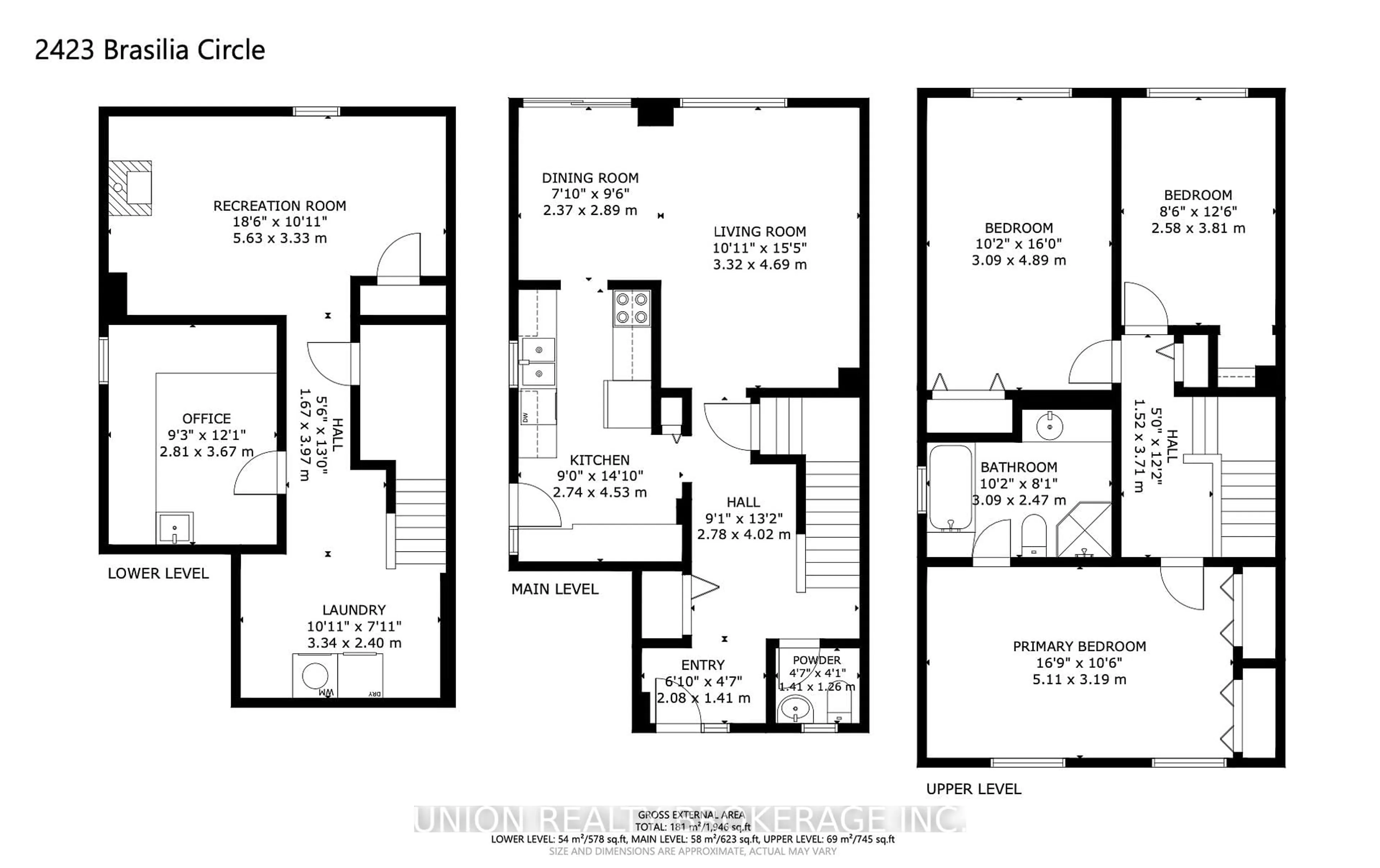 Floor plan for 2423 Brasilia Circ, Mississauga Ontario L5N 2E9