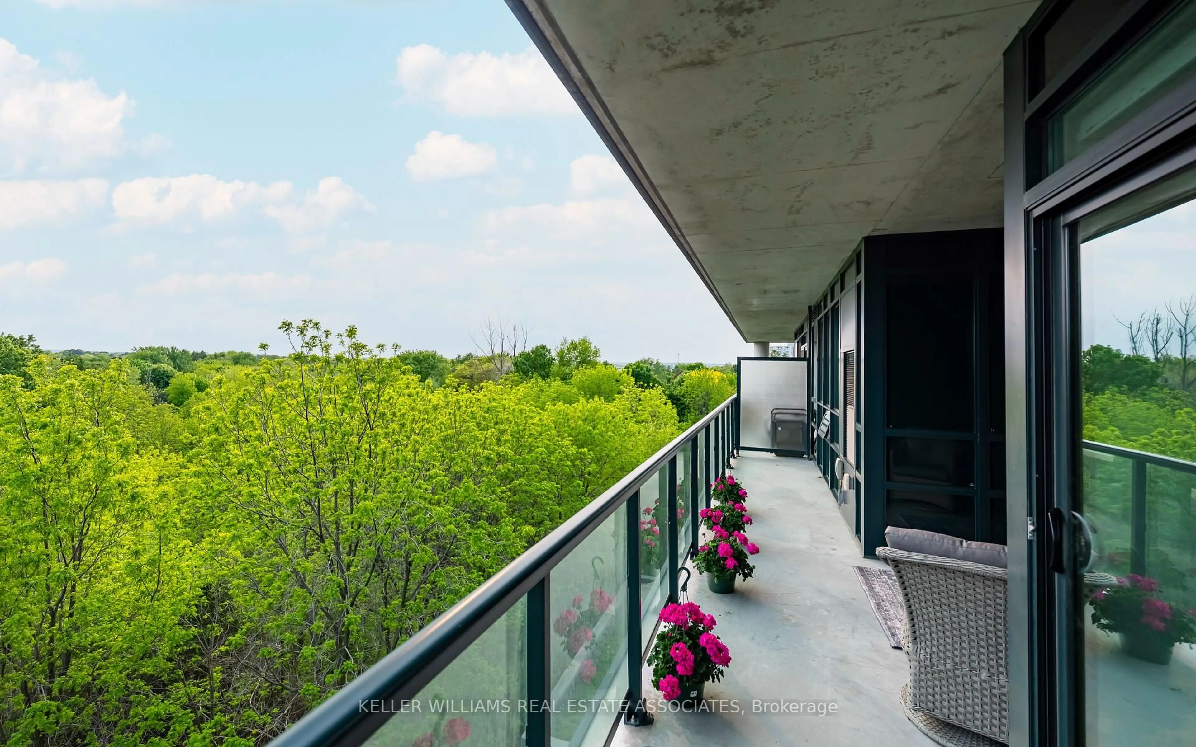 Balcony in the apartment, city buildings view from balcony for 50 Hall Rd #606, Halton Hills Ontario L7G 0J8