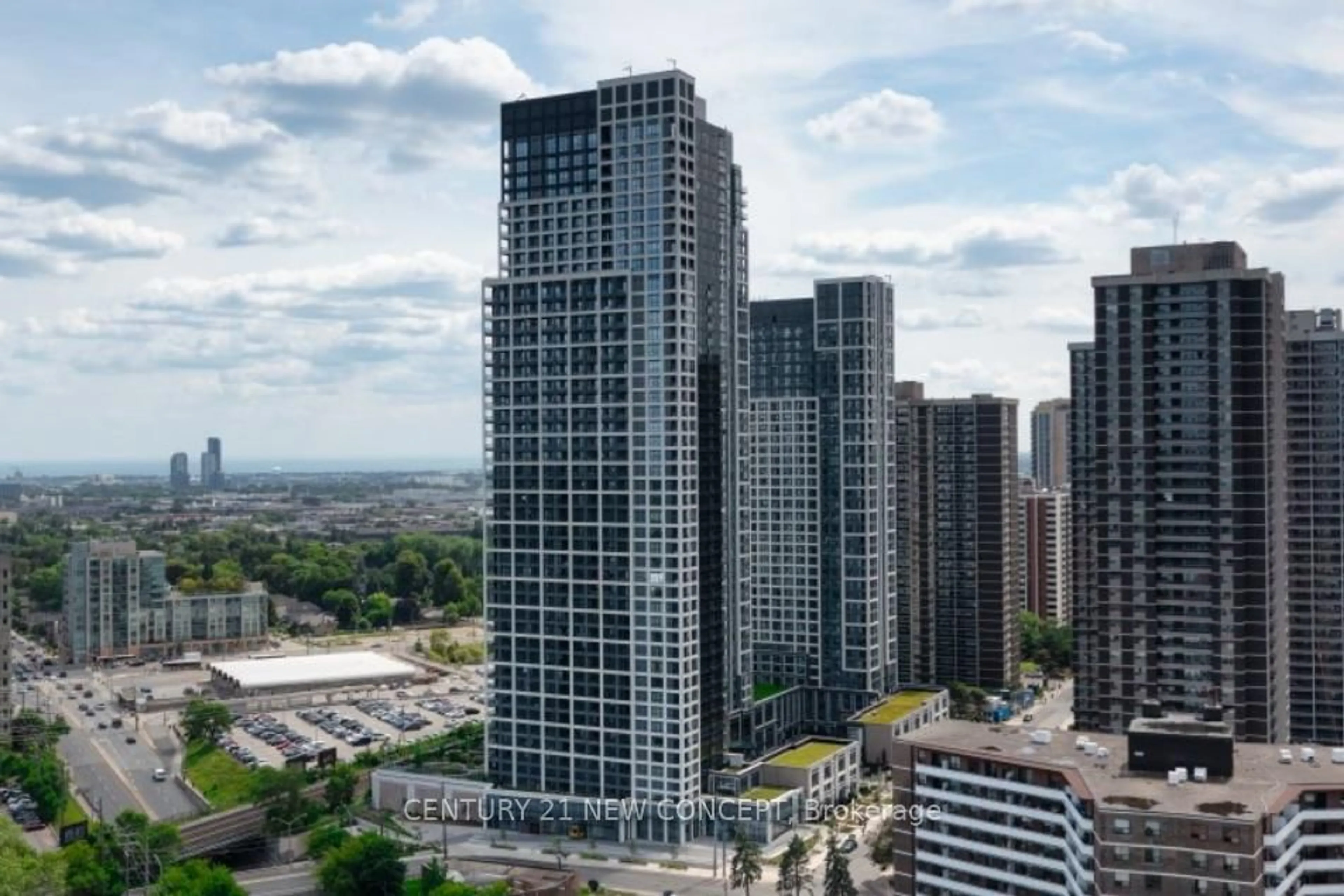 A pic from outside/outdoor area/front of a property/back of a property/a pic from drone, city buildings view from balcony for 5 Mabelle Ave #1835, Toronto Ontario M9A 0C8