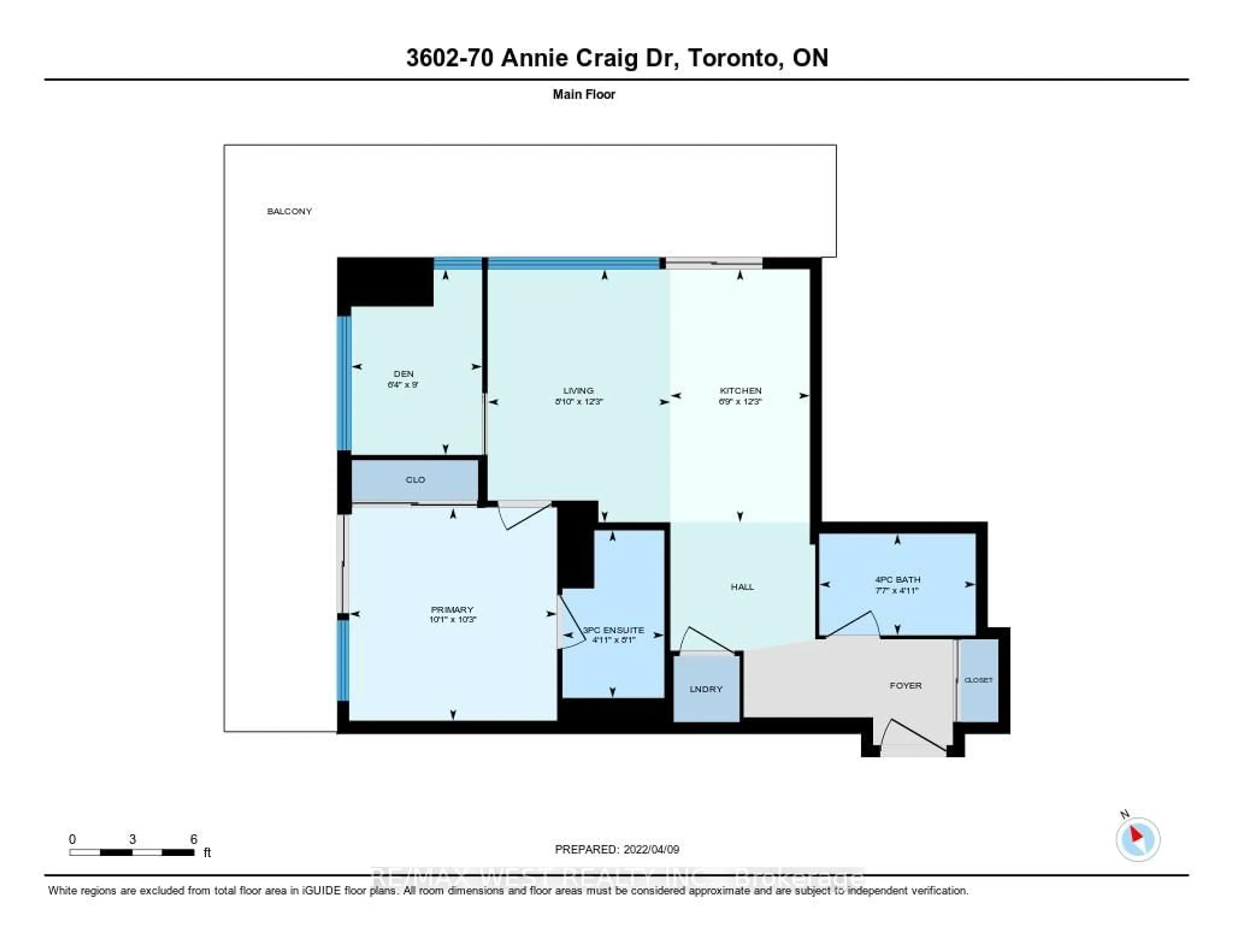 Floor plan for 70 Annie Craig Dr #3602, Toronto Ontario M8V 0G2