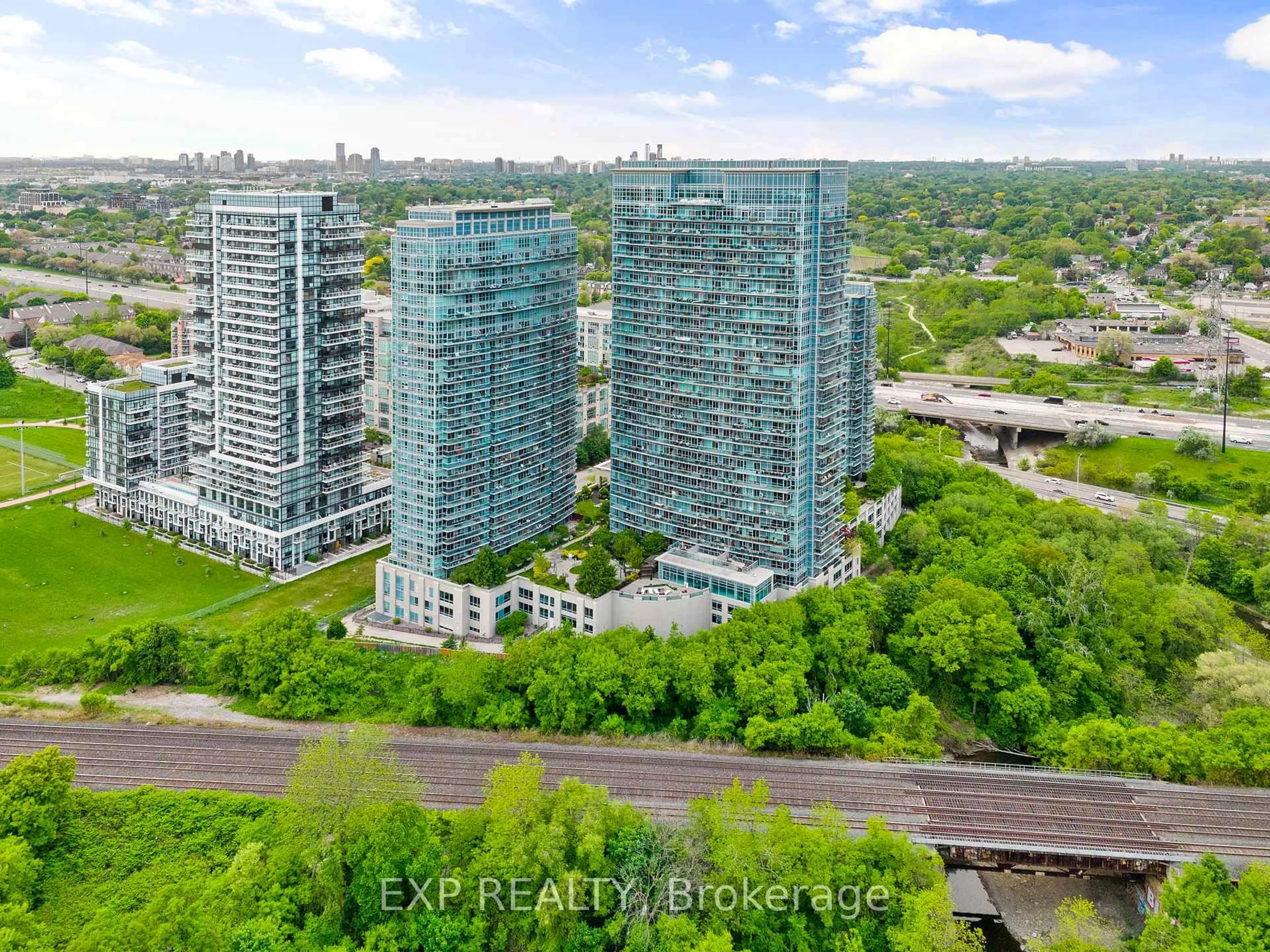 A pic from outside/outdoor area/front of a property/back of a property/a pic from drone, city buildings view from balcony for 165 Legion Rd #1932, Toronto Ontario M8Y 0B3