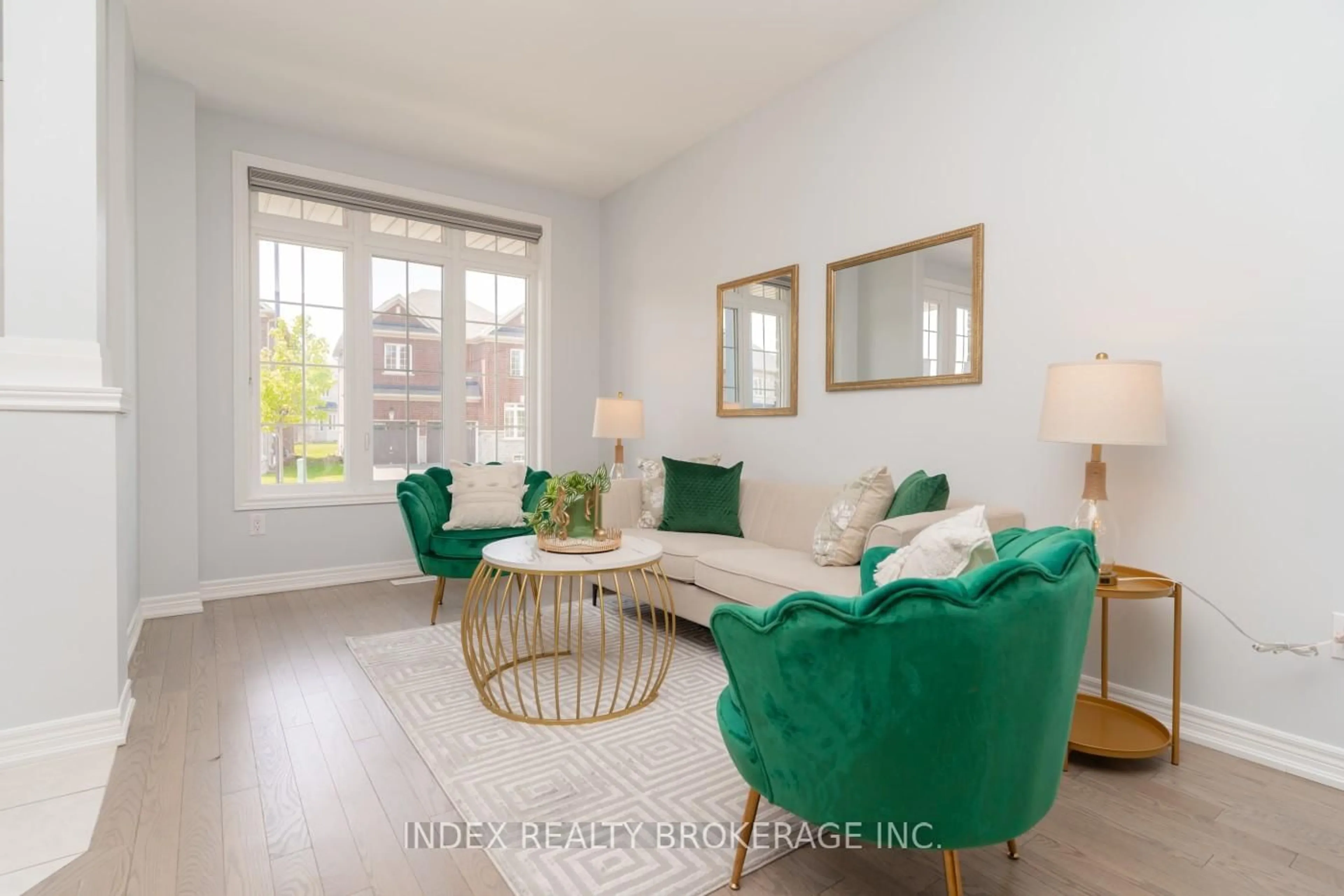 Living room with furniture, wood/laminate floor for 20 Unwind Cres, Brampton Ontario L6X 5J6