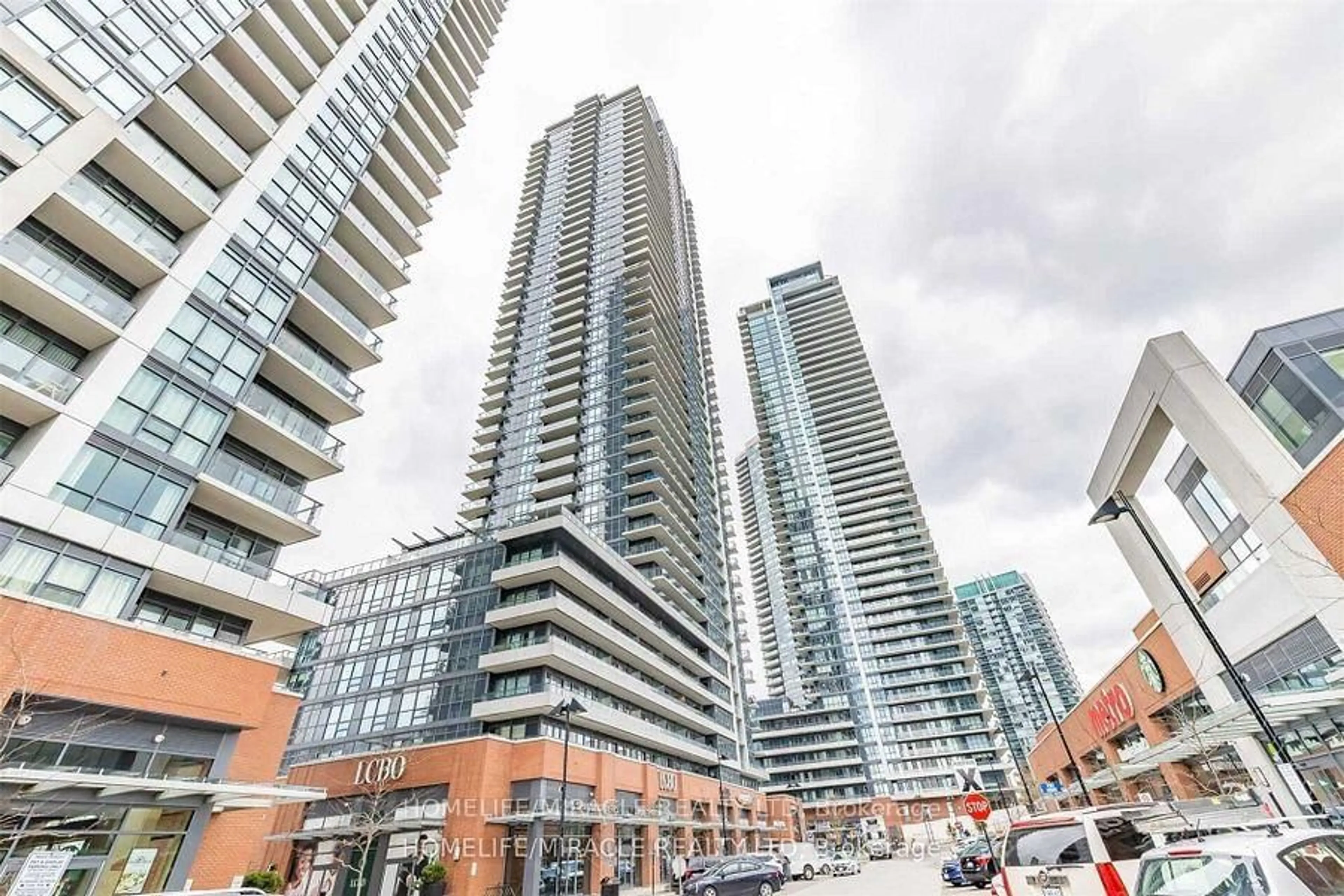 Patio, city buildings view from balcony for 2220 Lake Shore Blvd #616, Toronto Ontario M8V 1A4