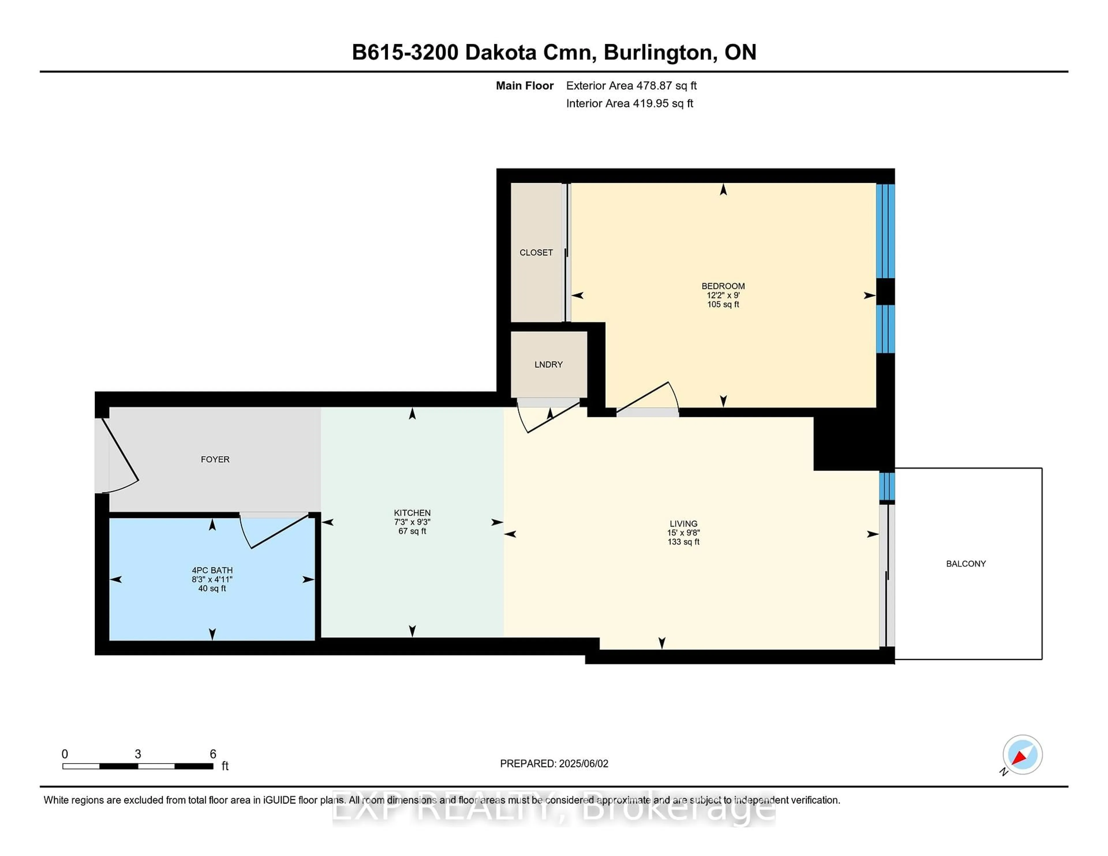 Floor plan for 3200 Dakota Common #B615, Burlington Ontario L7M 2A7