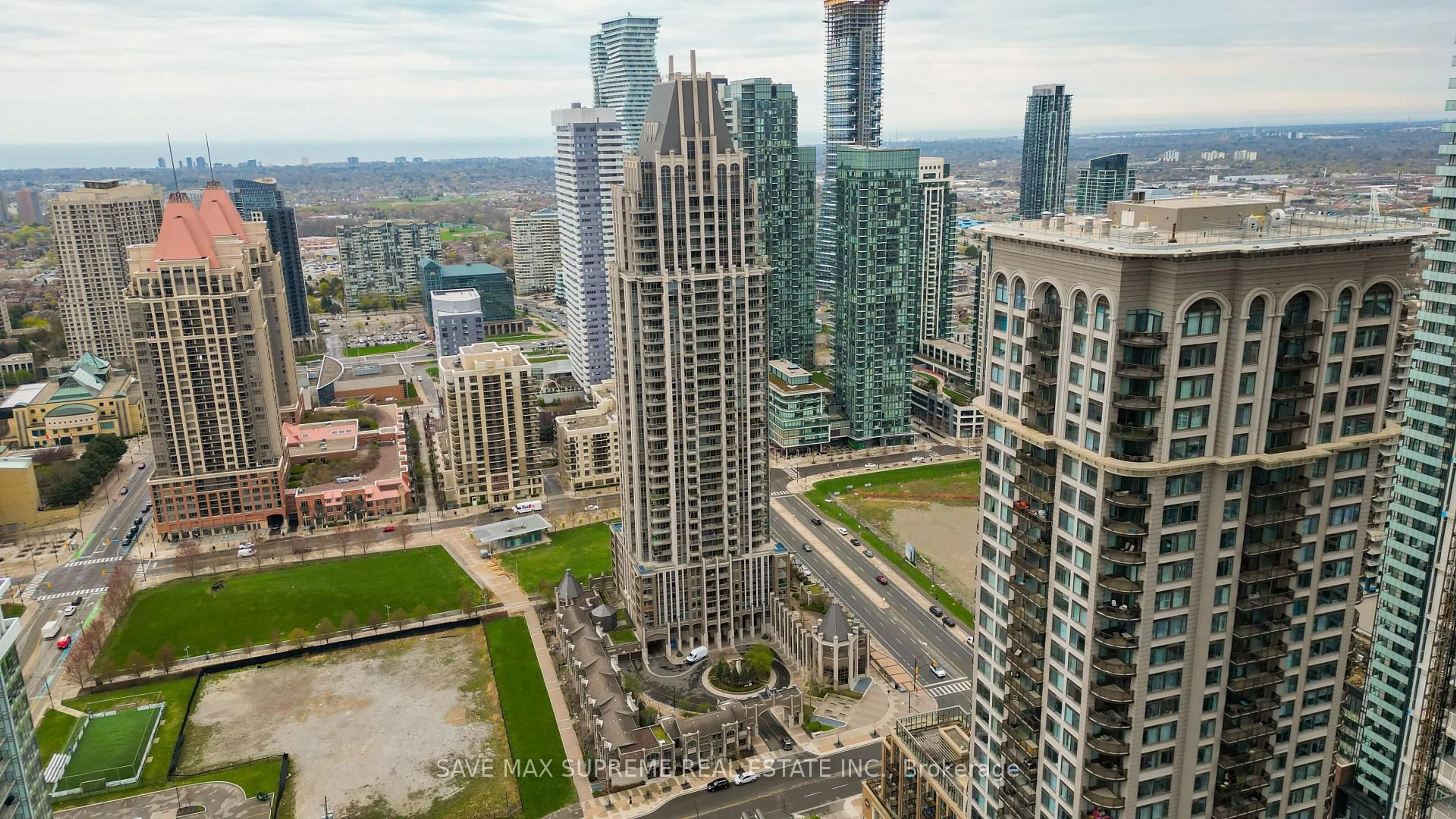 A pic from outside/outdoor area/front of a property/back of a property/a pic from drone, city buildings view from balcony for 388 Prince Of Wales Dr #2505, Mississauga Ontario L5B 0A1