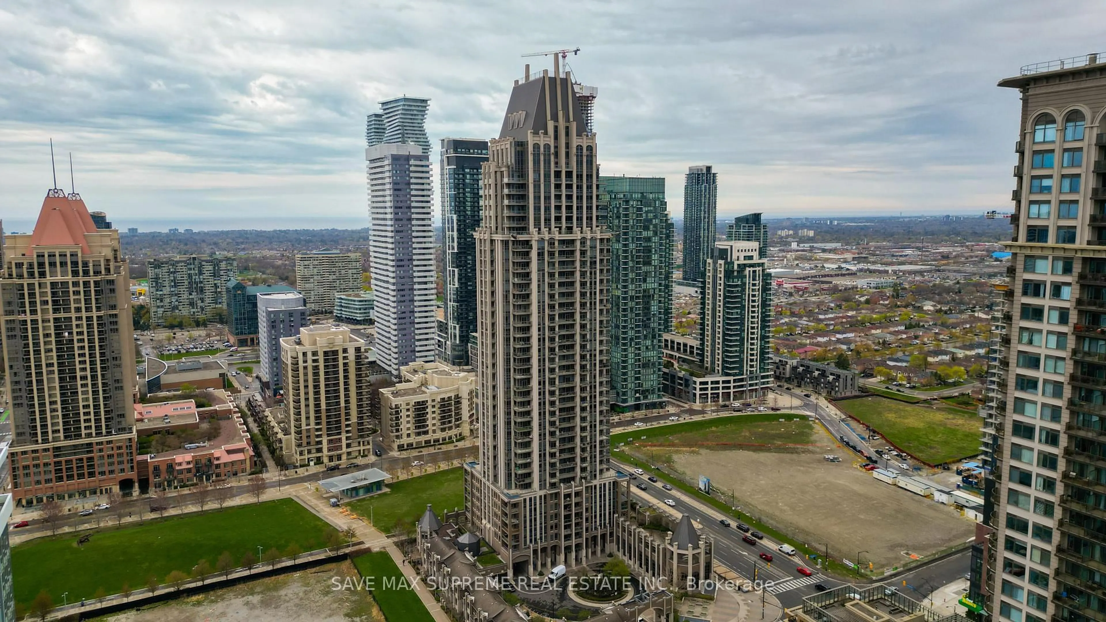 A pic from outside/outdoor area/front of a property/back of a property/a pic from drone, city buildings view from balcony for 388 Prince Of Wales Dr #2505, Mississauga Ontario L5B 0A1