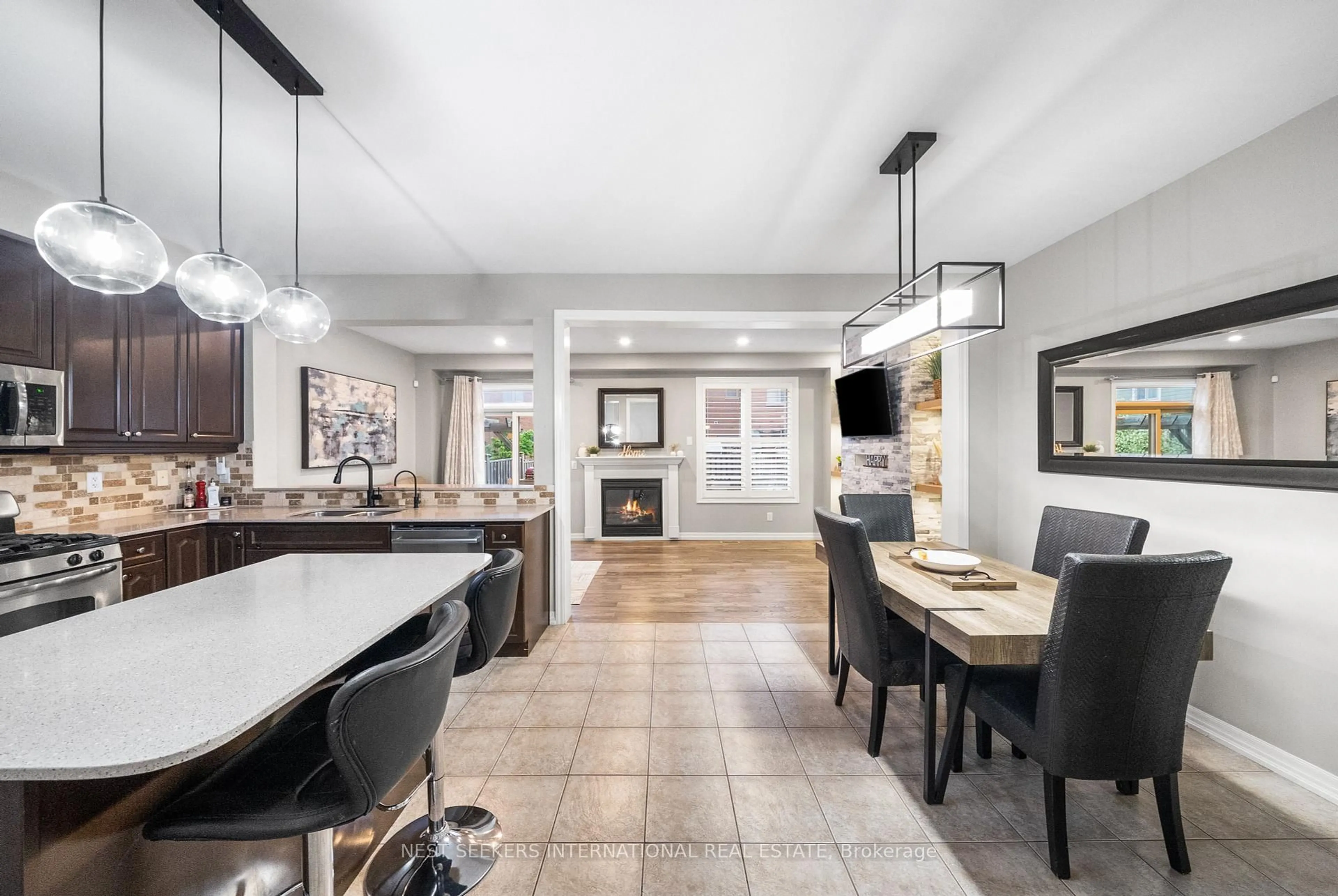 Open concept kitchen, ceramic/tile floor for 48 Whitmer St, Milton Ontario L9T 0R5