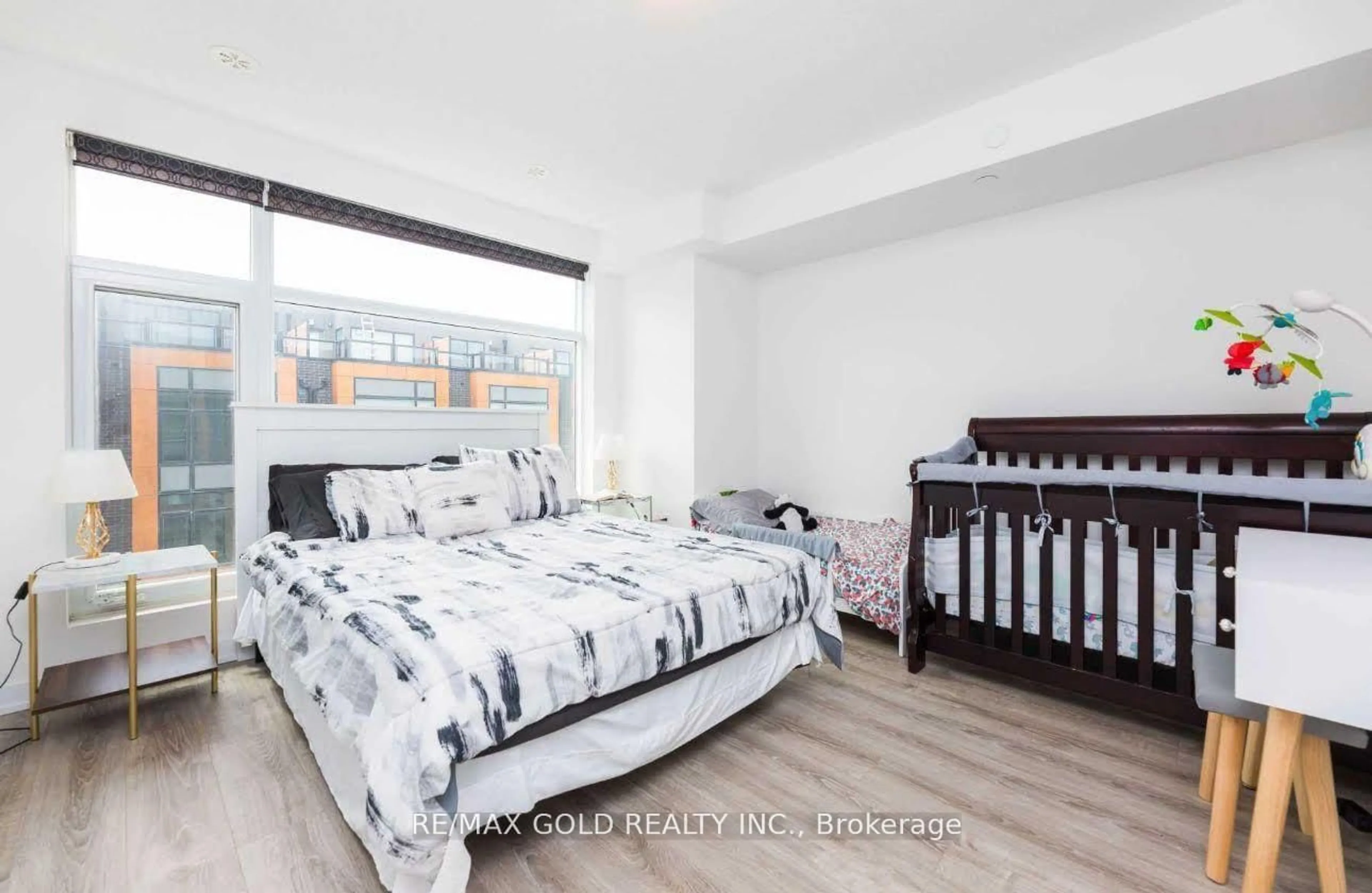 Bedroom with bed, wood/laminate floor for 42 - 200 MALTA Ave, Brampton Ontario L6Y 6H8