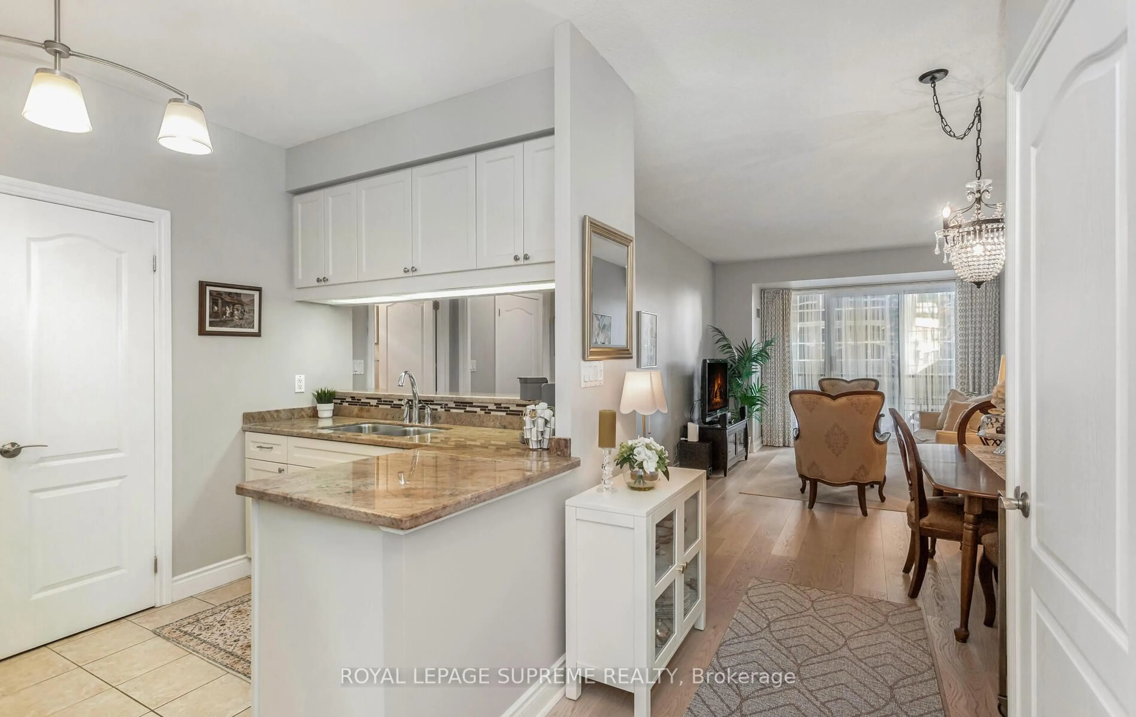 Open concept kitchen, ceramic/tile floor for 2 Aberfoyle Cres #411, Toronto Ontario M8X 2Z8