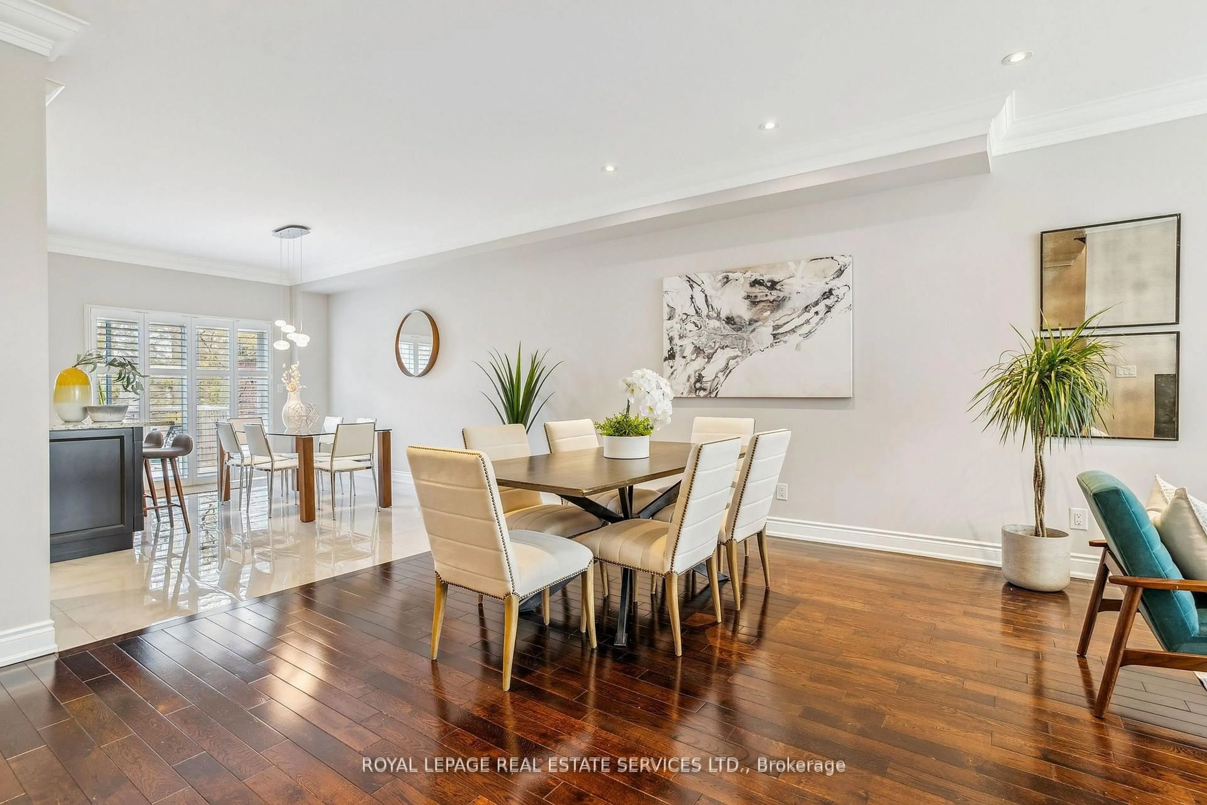 Dining room, wood/laminate floor for 63 Long Branch Ave, Toronto Ontario M8W 3J3