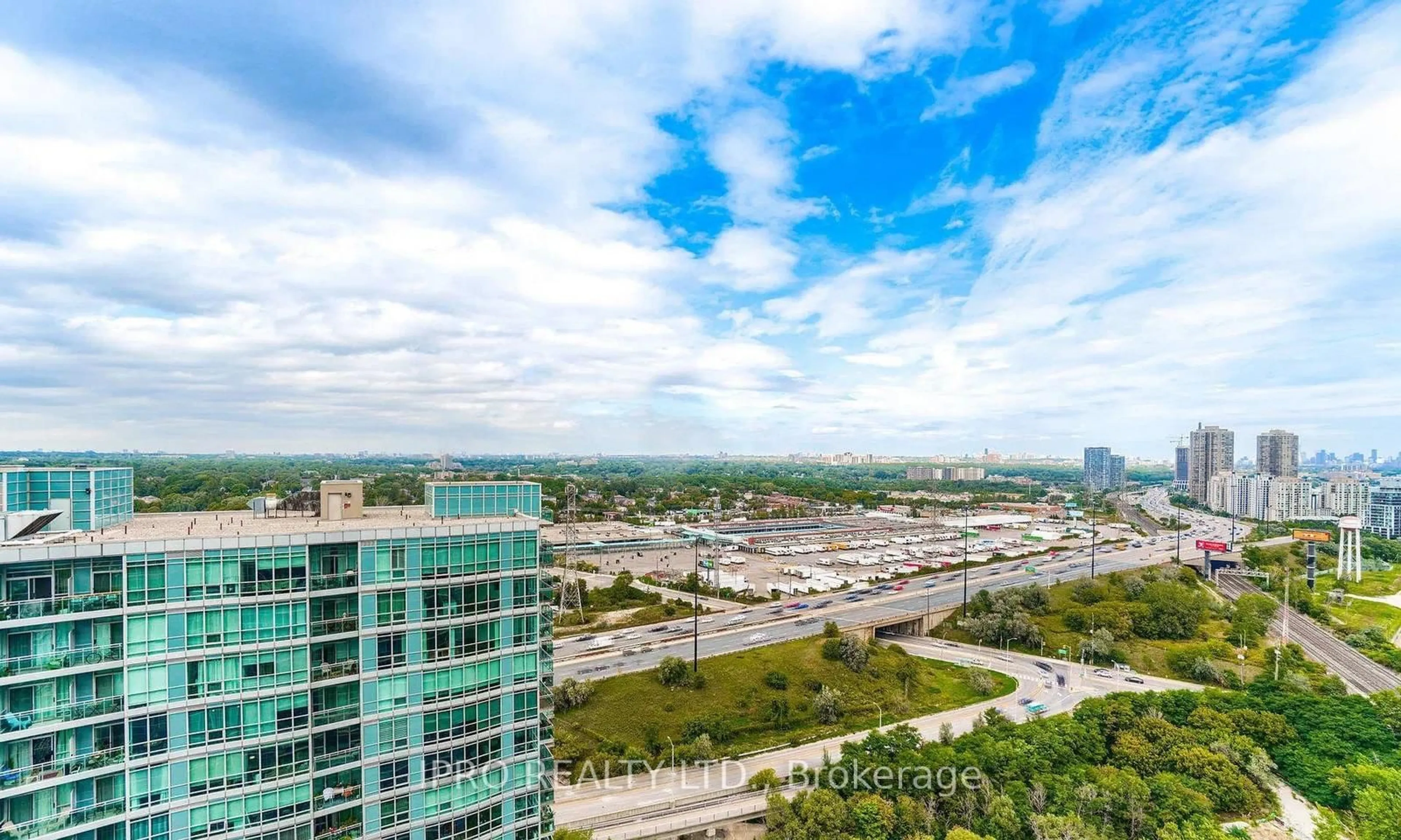 A pic from outside/outdoor area/front of a property/back of a property/a pic from drone, city buildings view from balcony for 165 Legion Rd #531, Toronto Ontario M8Y 0B3
