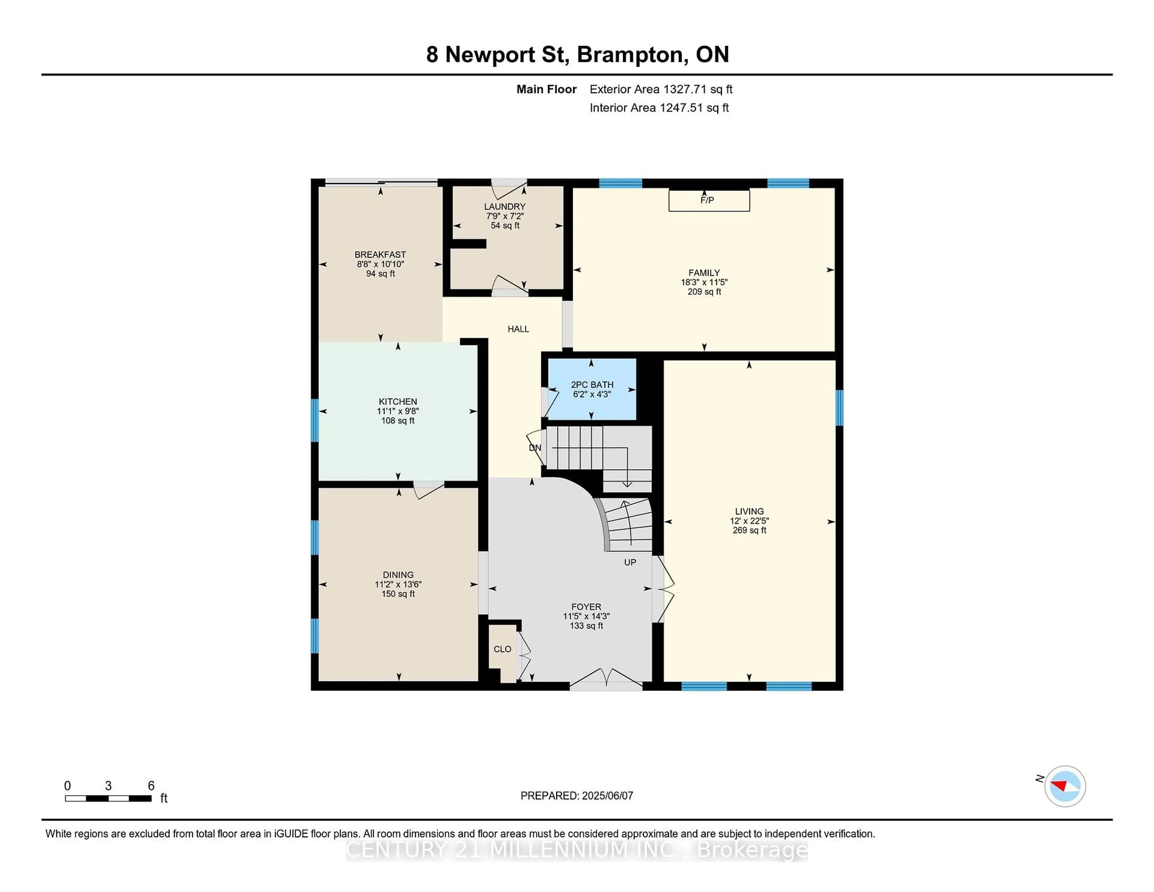 Floor plan for 8 Newport St, Brampton Ontario L6S 4M1
