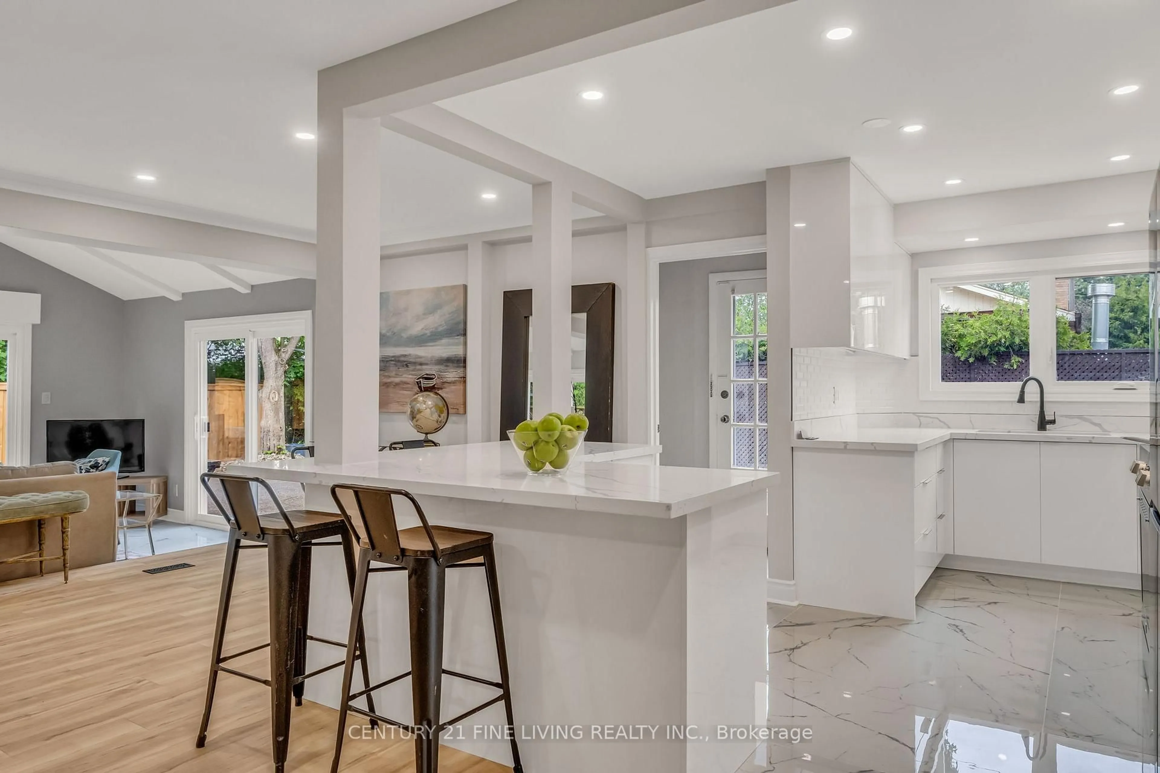 Open concept kitchen, ceramic/tile floor for 46 Rossburn Dr, Toronto Ontario M9C 2P8