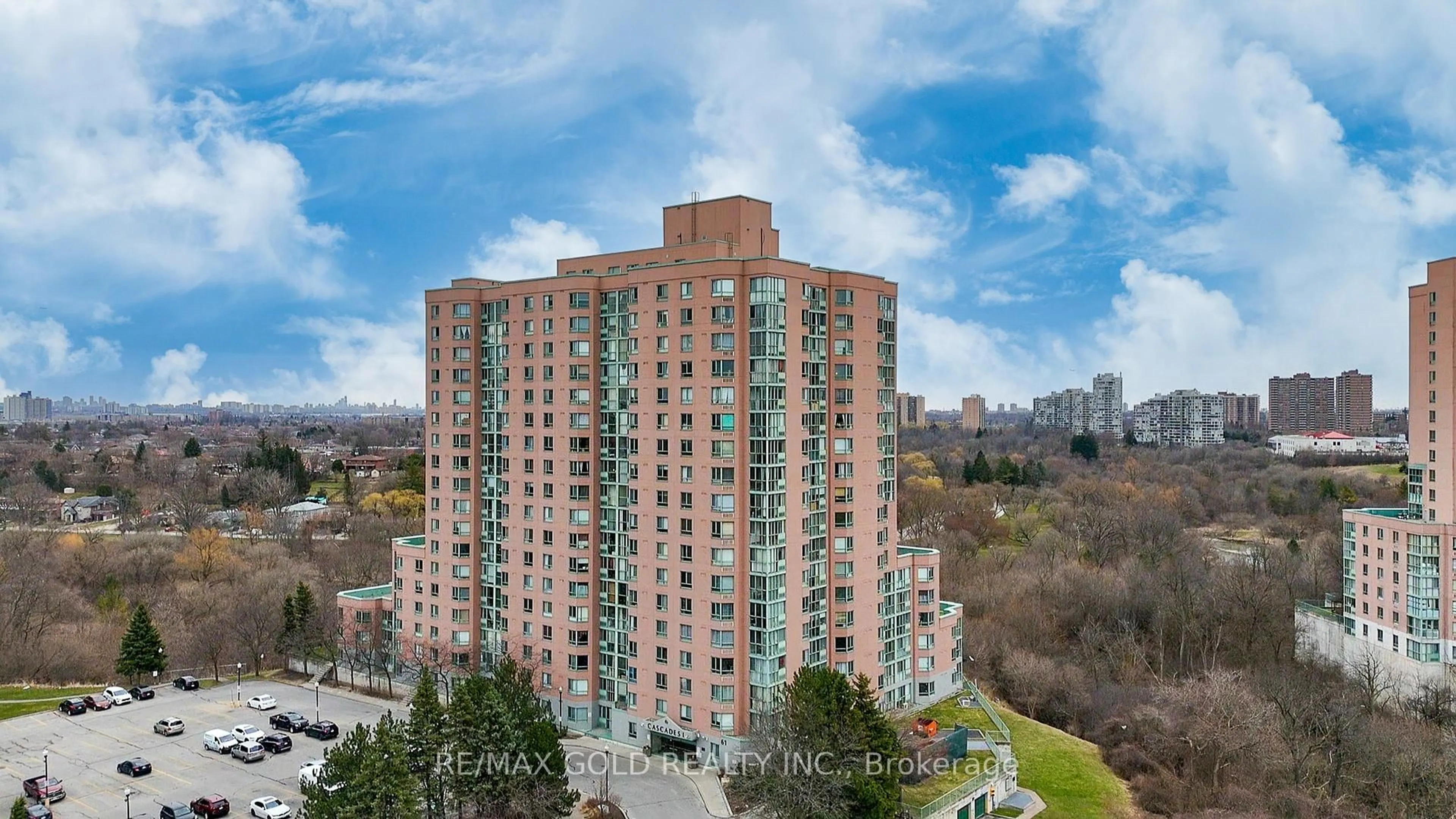 A pic from outside/outdoor area/front of a property/back of a property/a pic from drone, city buildings view from balcony for 61 Markbrook Lane #413, Toronto Ontario M9V 5E7