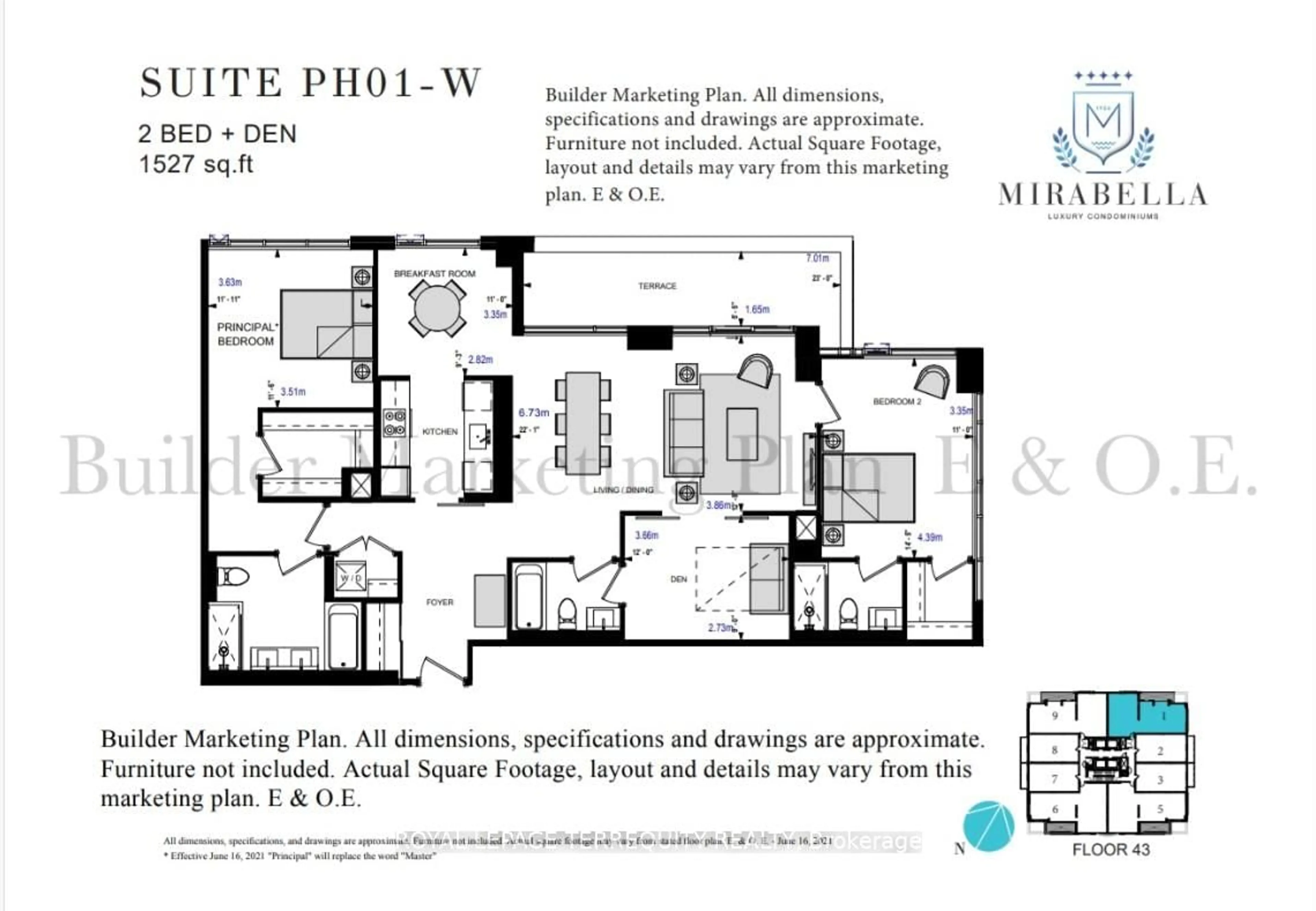 Floor plan for 1928 Lake Shore Blvd #PH09w, Toronto Ontario M6S 0B1