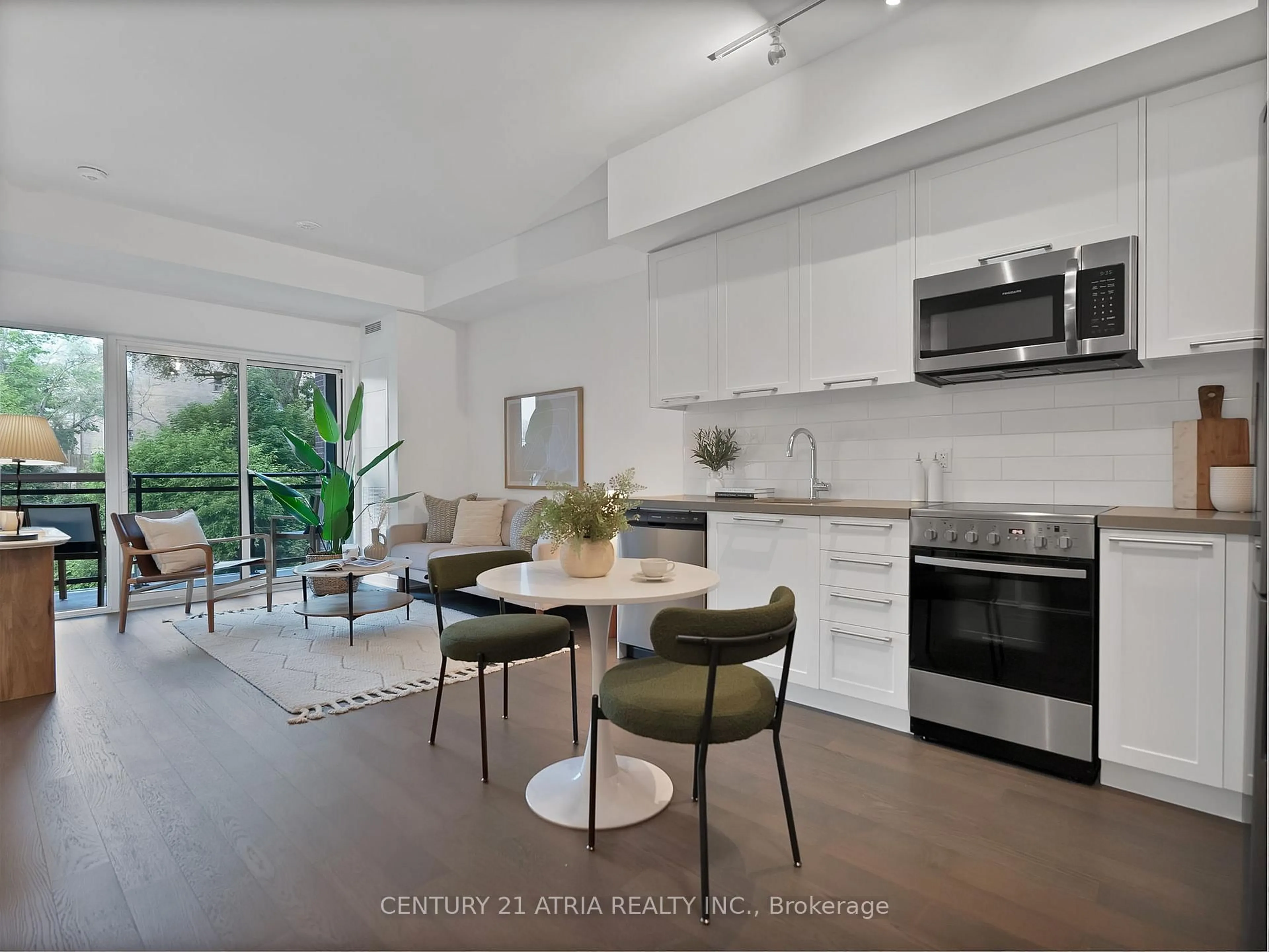 Open concept kitchen, ceramic/tile floor for 25 Neighbourhood Lane #405, Toronto Ontario M9Y 0C4
