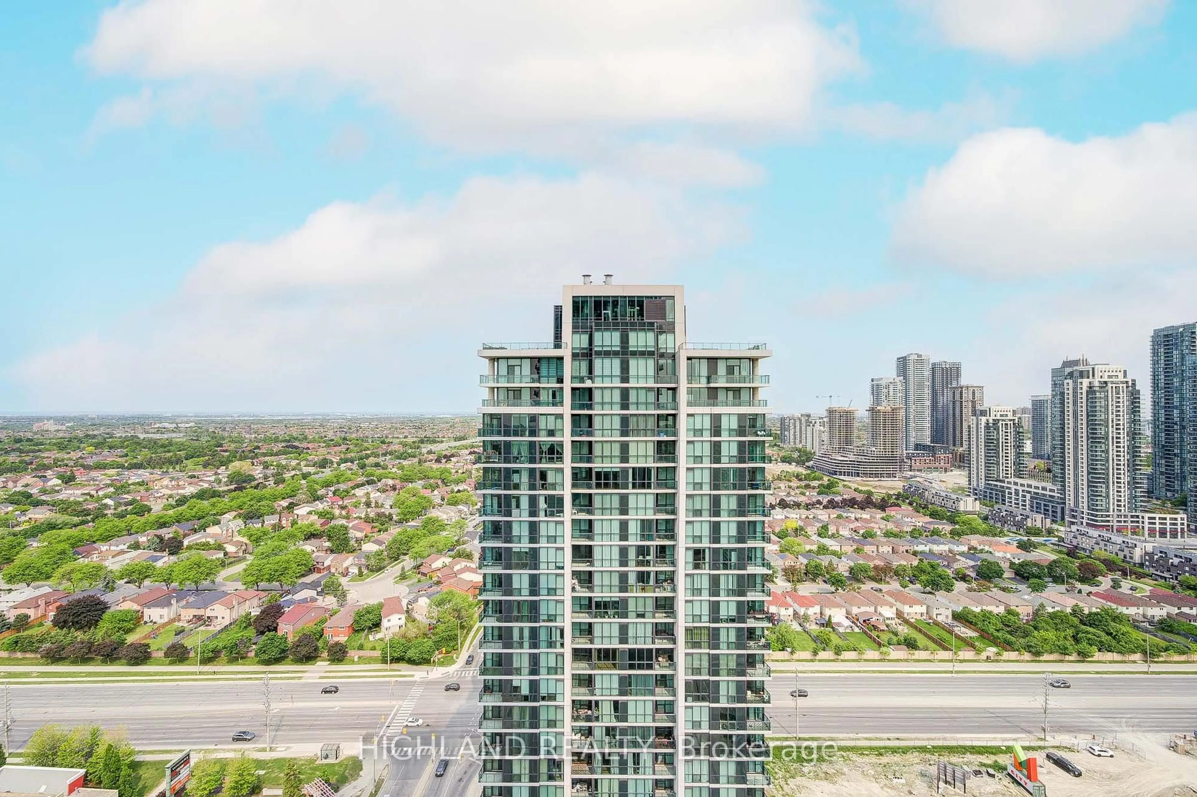 A pic from outside/outdoor area/front of a property/back of a property/a pic from drone, city buildings view from balcony for 3975 Grand Park Dr #2608, Mississauga Ontario L5B 0K4