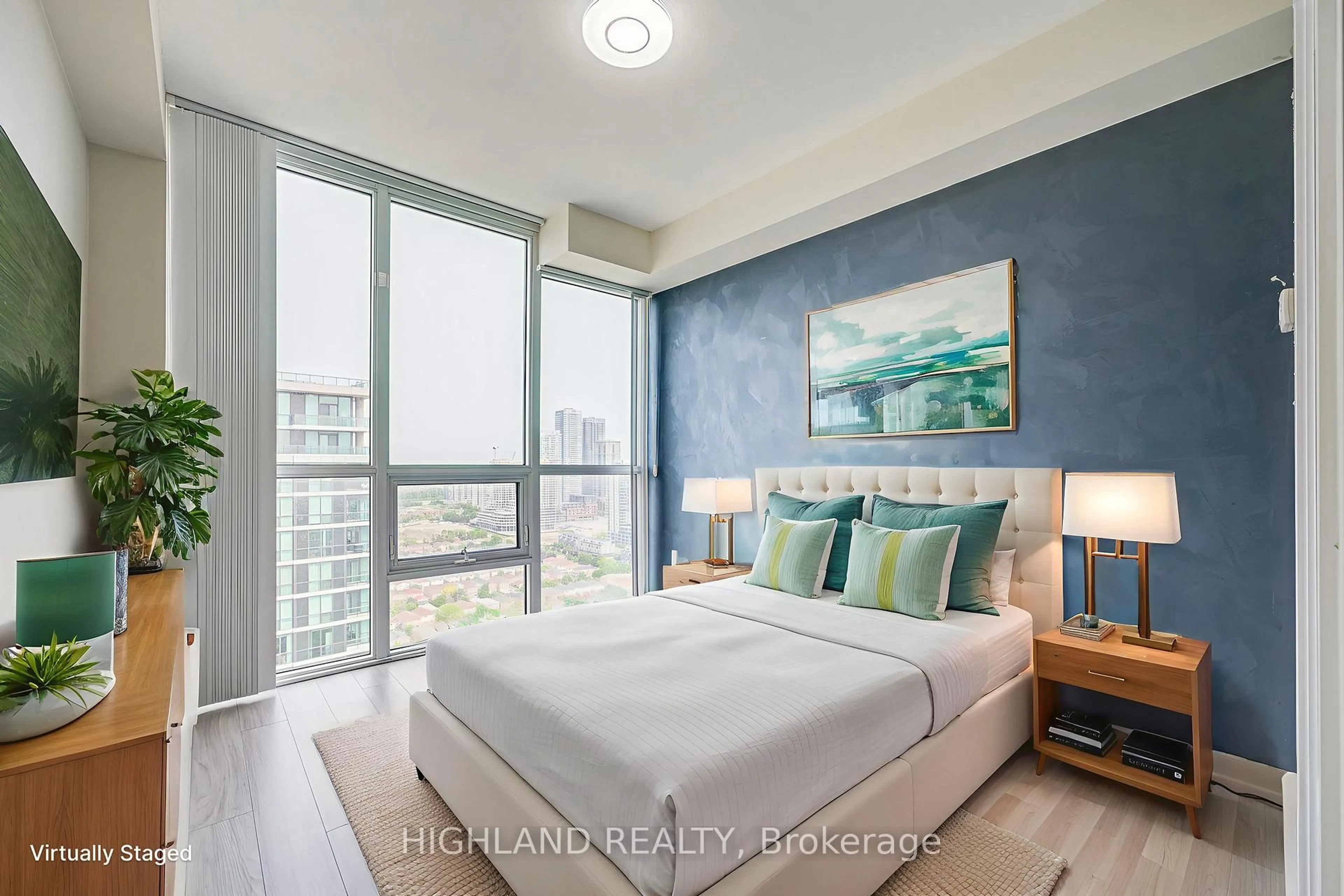 Bedroom with bed, wood/laminate floor for 3975 Grand Park Dr #2608, Mississauga Ontario L5B 0K4