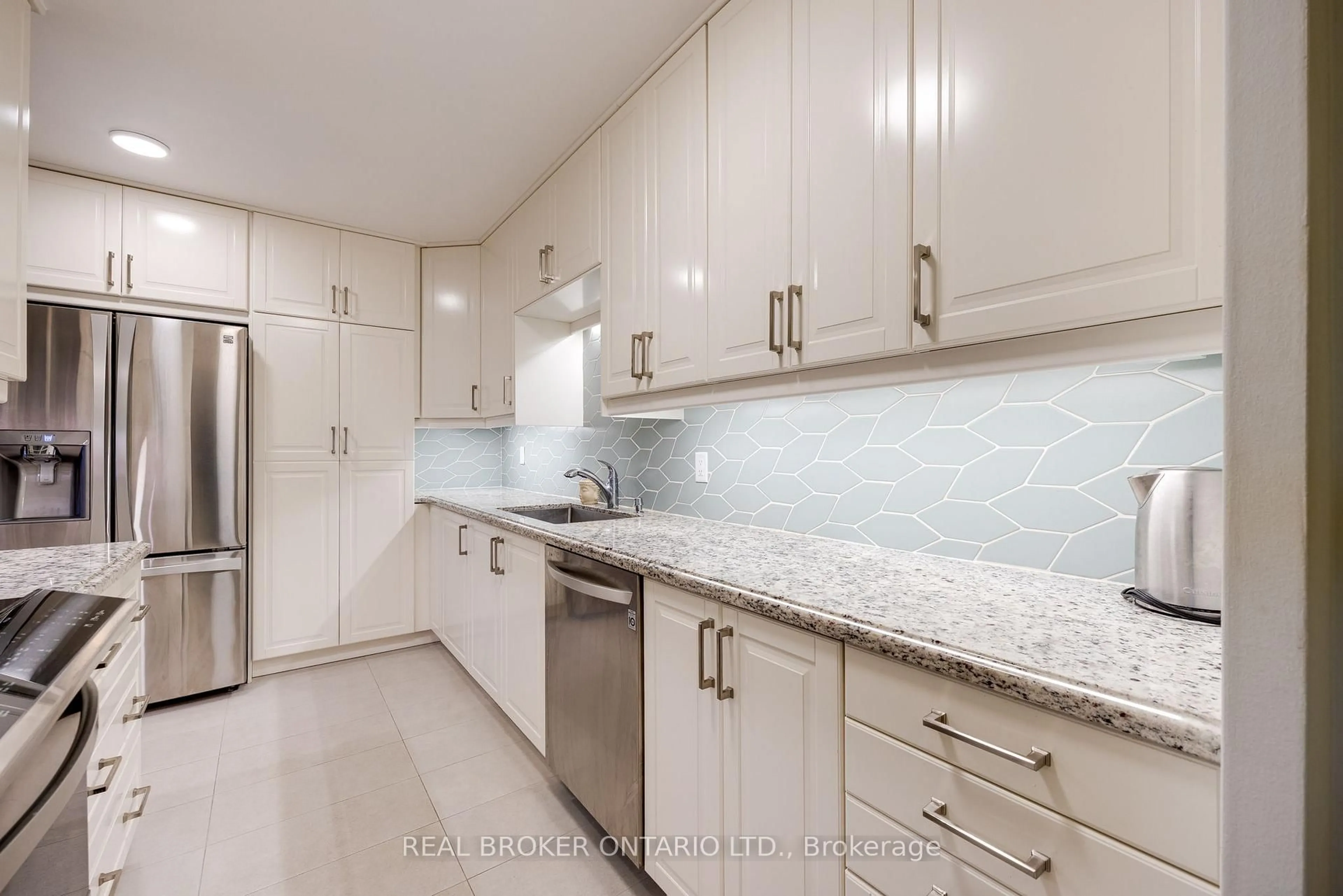 Standard kitchen, ceramic/tile floor for 716 The West Mall #309, Toronto Ontario M9C 4X6