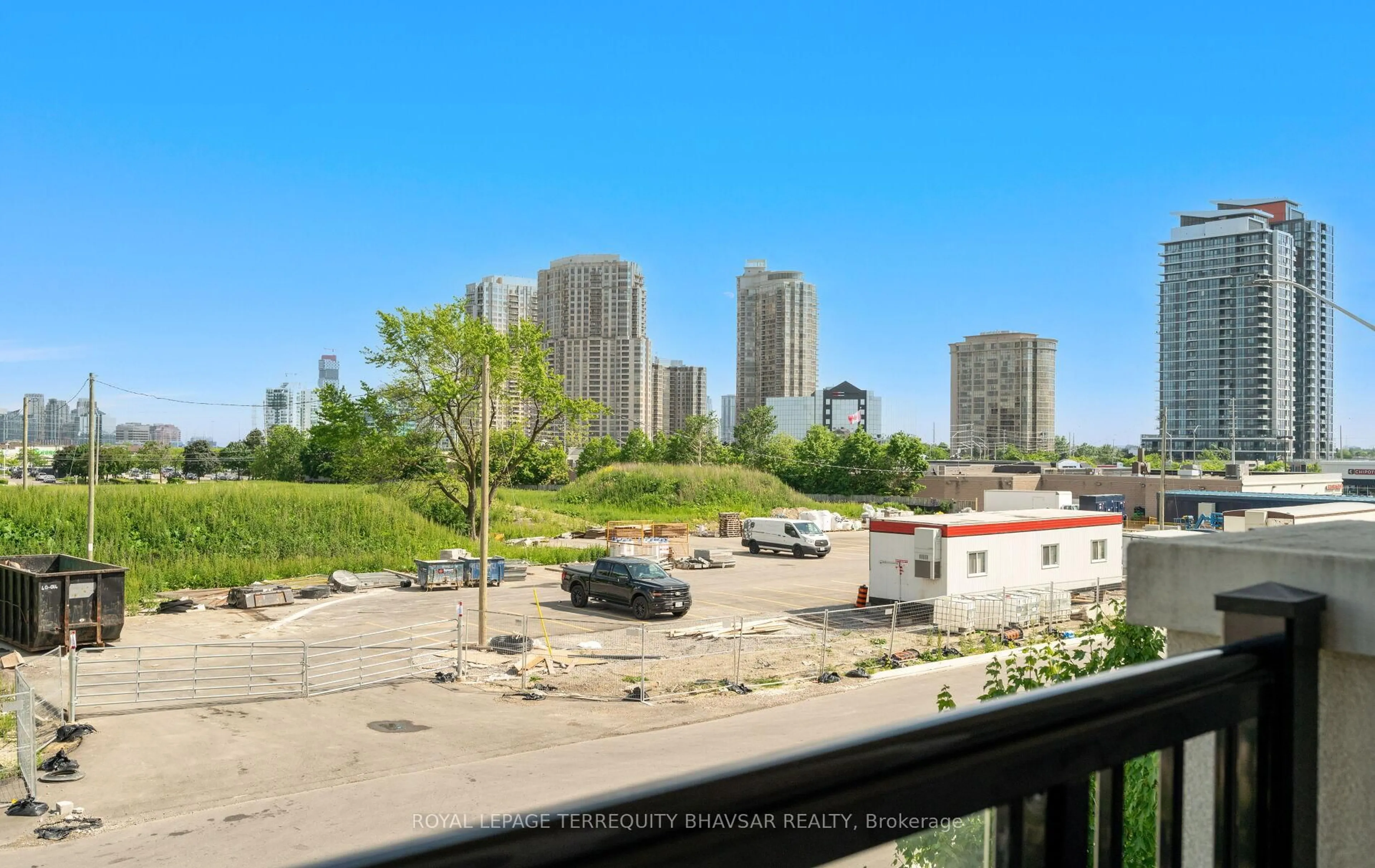 Balcony in the apartment, city buildings view from balcony for 89 Armdale Rd #26, Mississauga Ontario L4Z 0C7