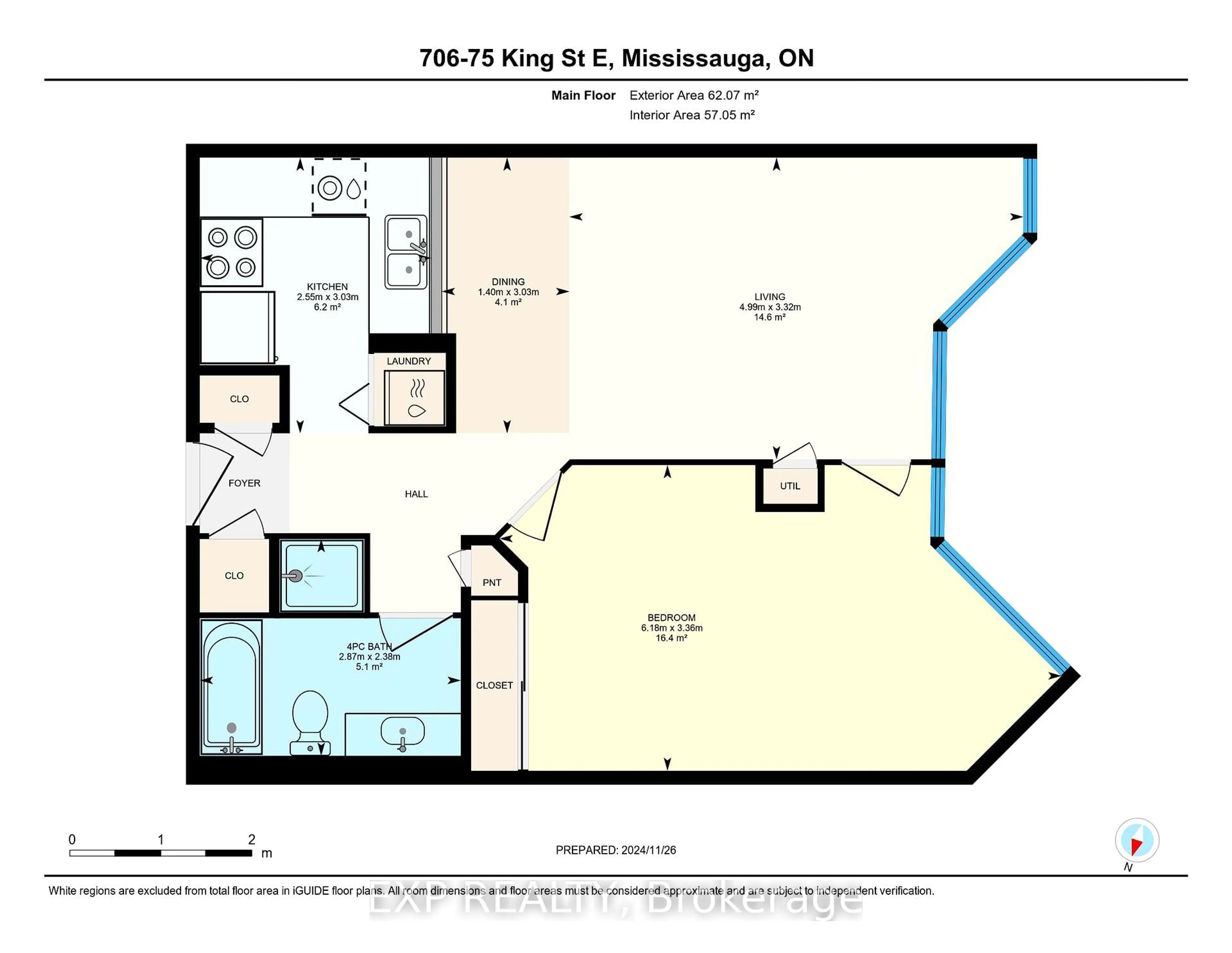 Floor plan for 75 King St #706, Mississauga Ontario L5A 4G5
