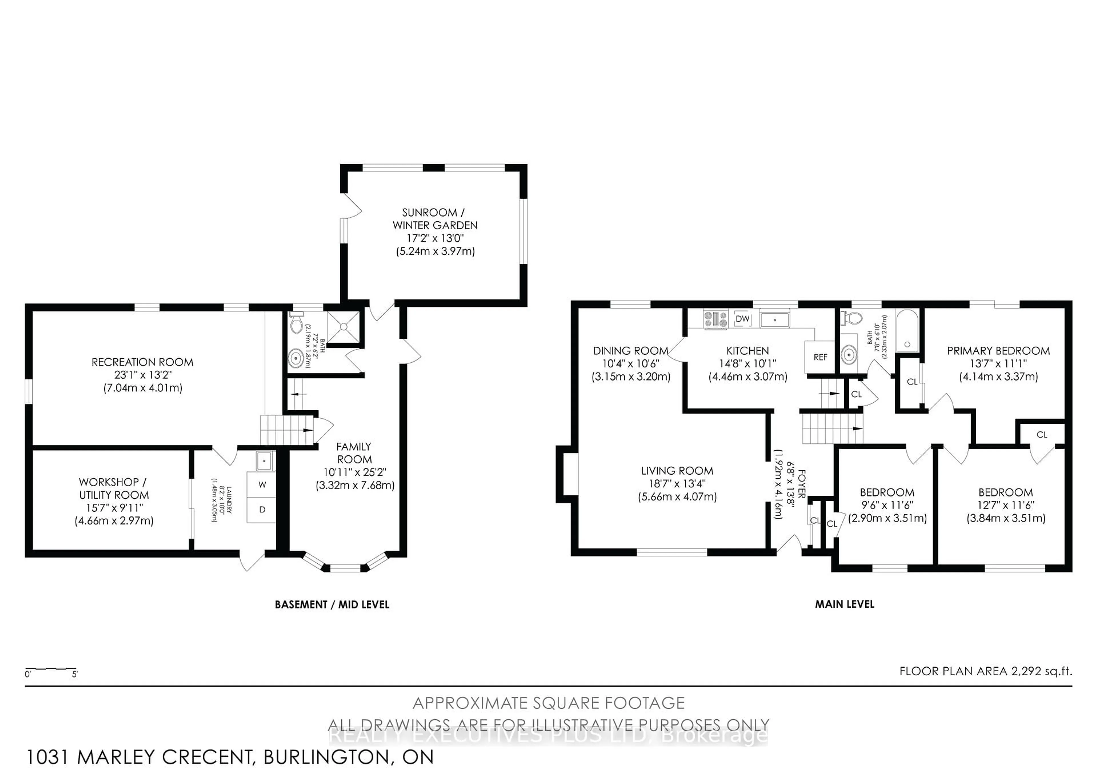 Floor plan for 1031 Marley Cres, Burlington Ontario L7T 3S3
