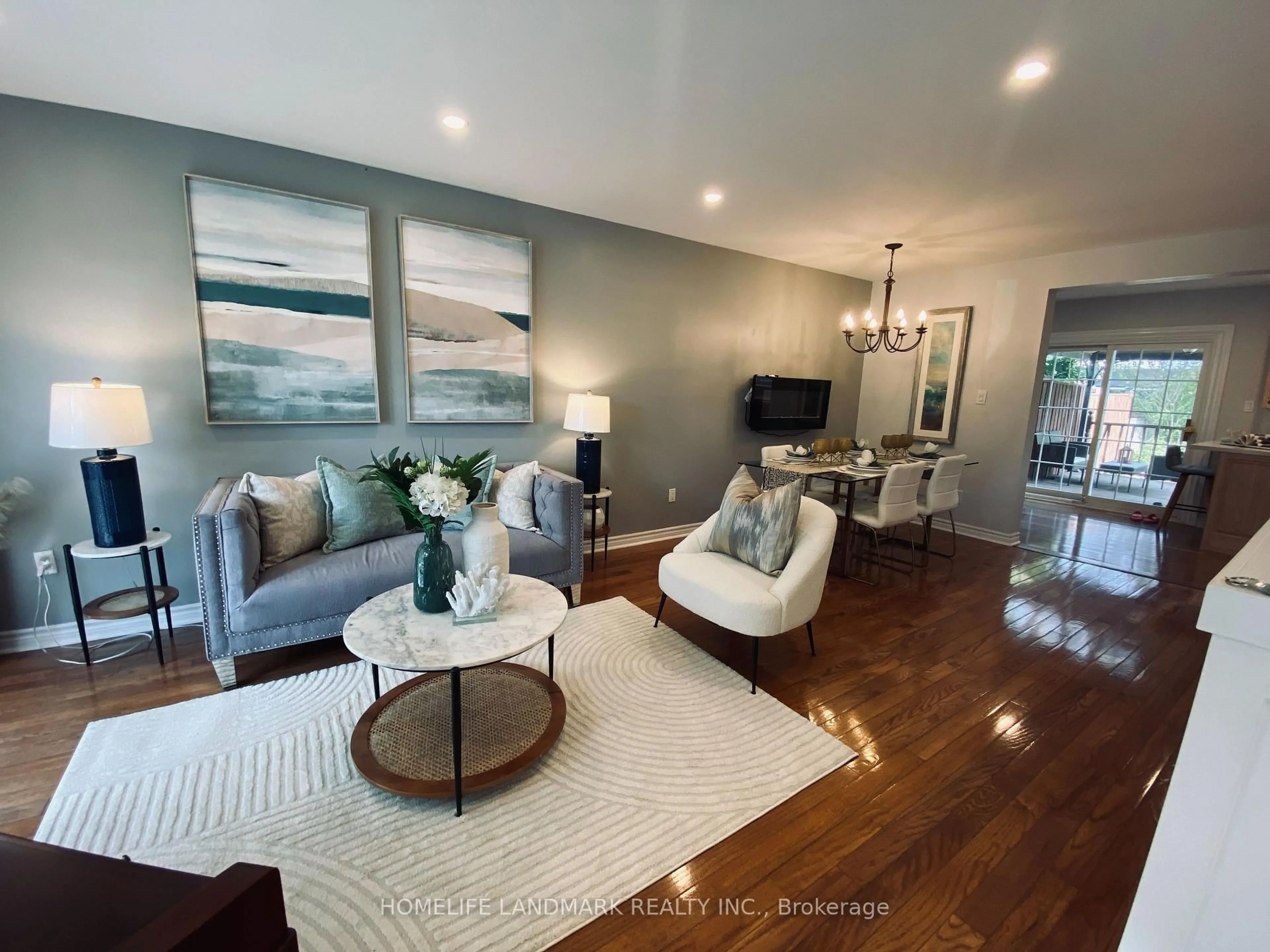 Living room with furniture, wood/laminate floor for 184 Mccraney St, Oakville Ontario L6H 1H7
