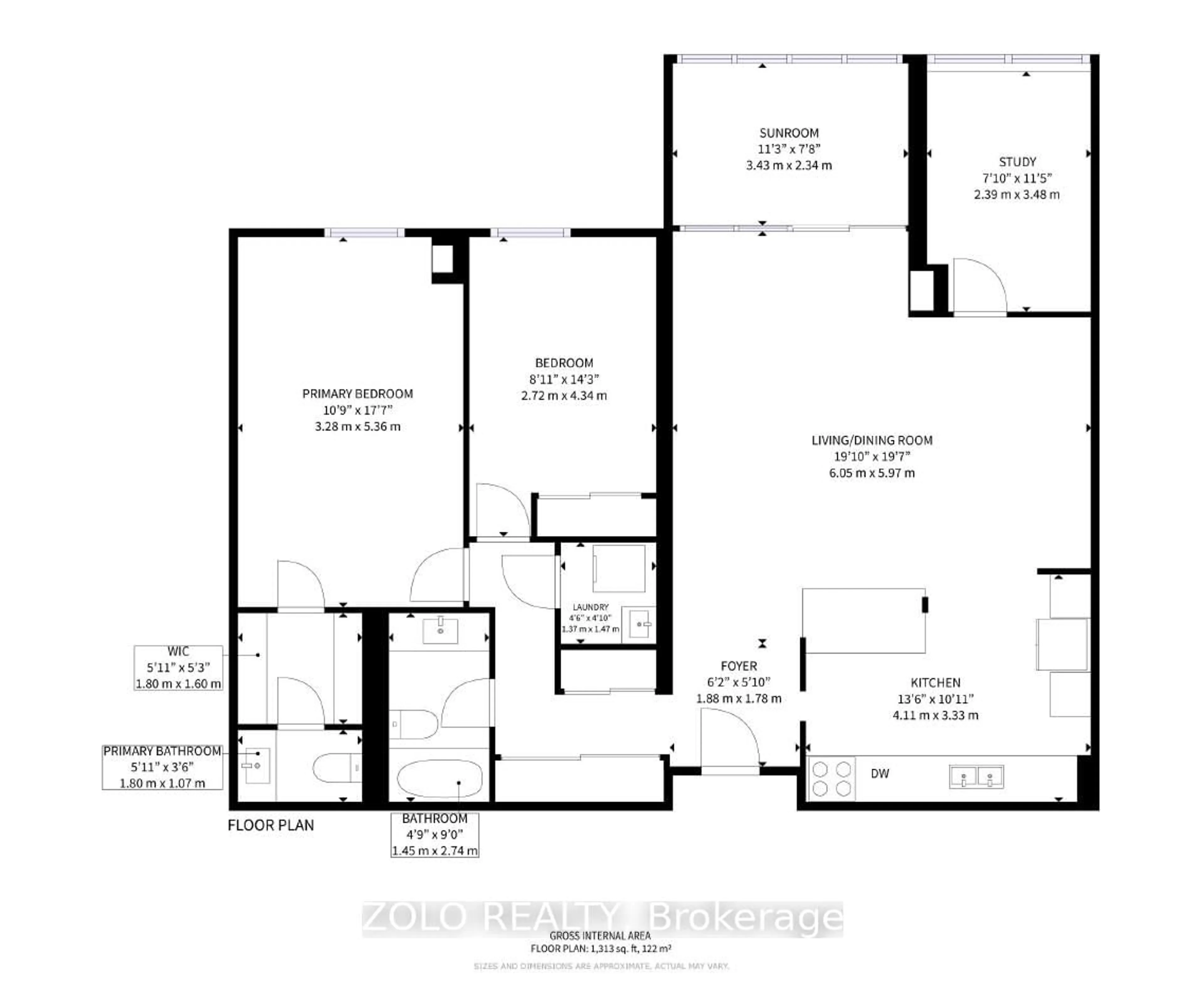 Floor plan for 714 The West Mall #1710, Toronto Ontario M9C 4X1