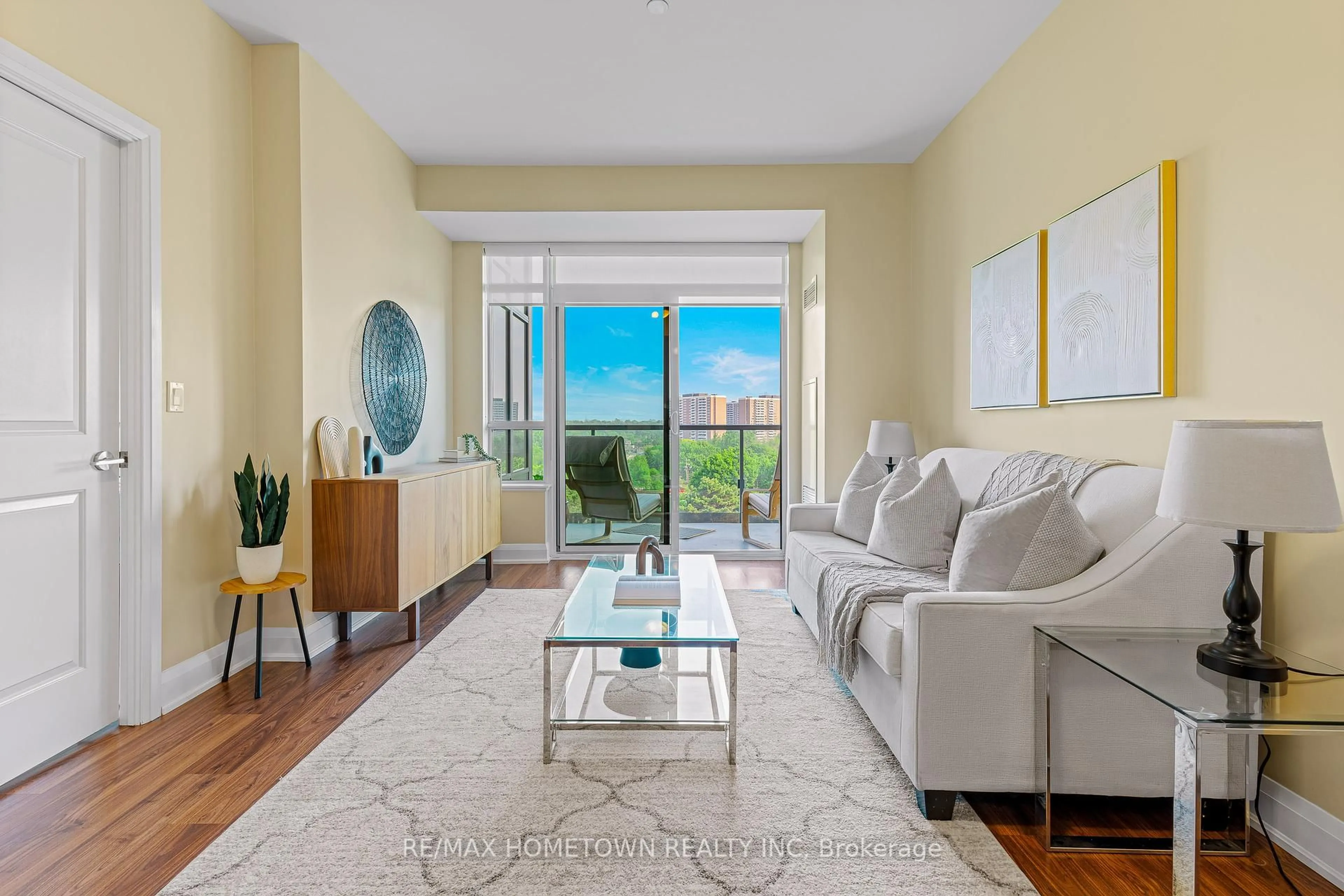 Living room with furniture, unknown for 35 Fontenay Crt #508, Toronto Ontario M9A 0C4