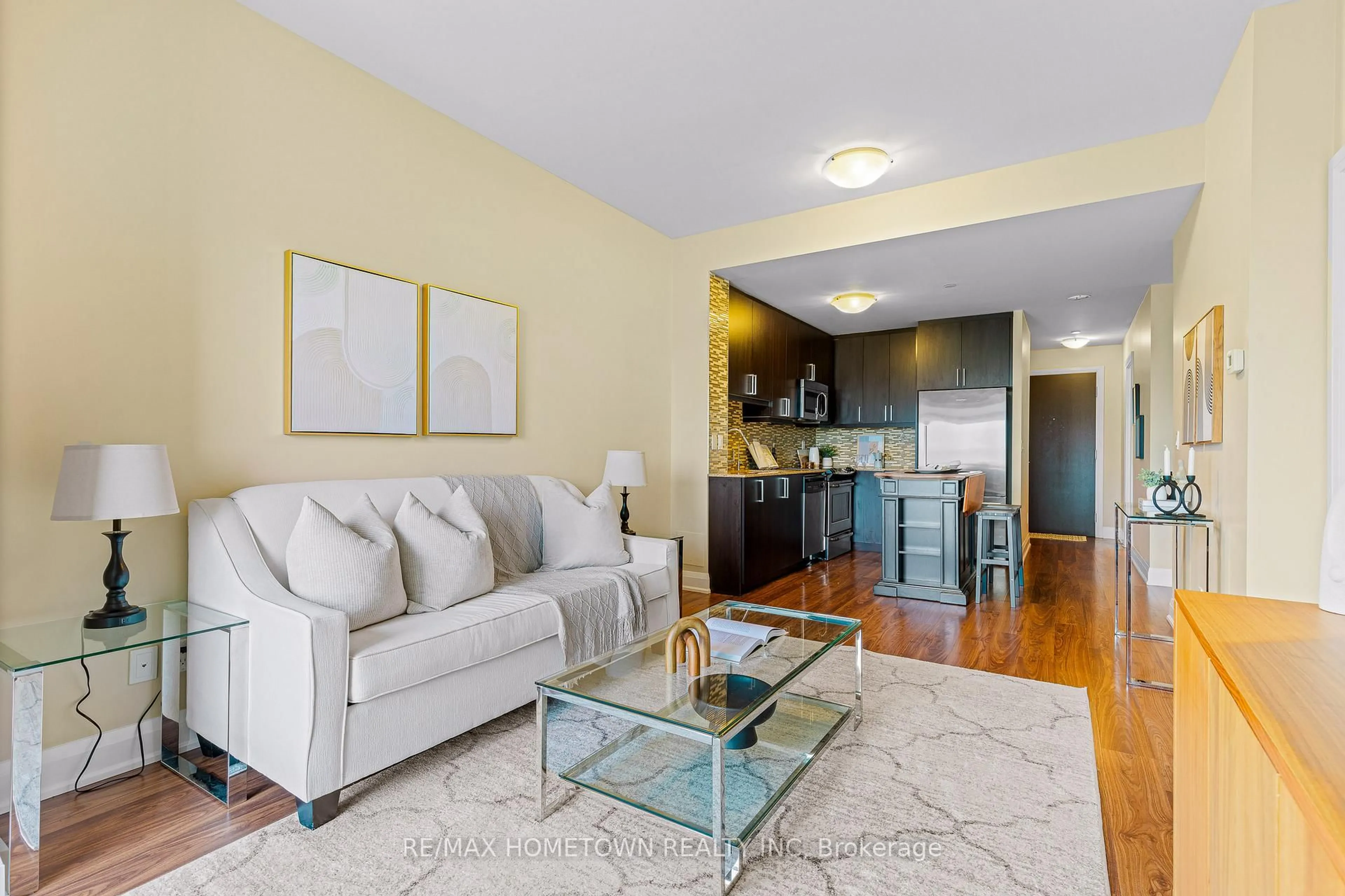 Living room with furniture, unknown for 35 Fontenay Crt #508, Toronto Ontario M9A 0C4