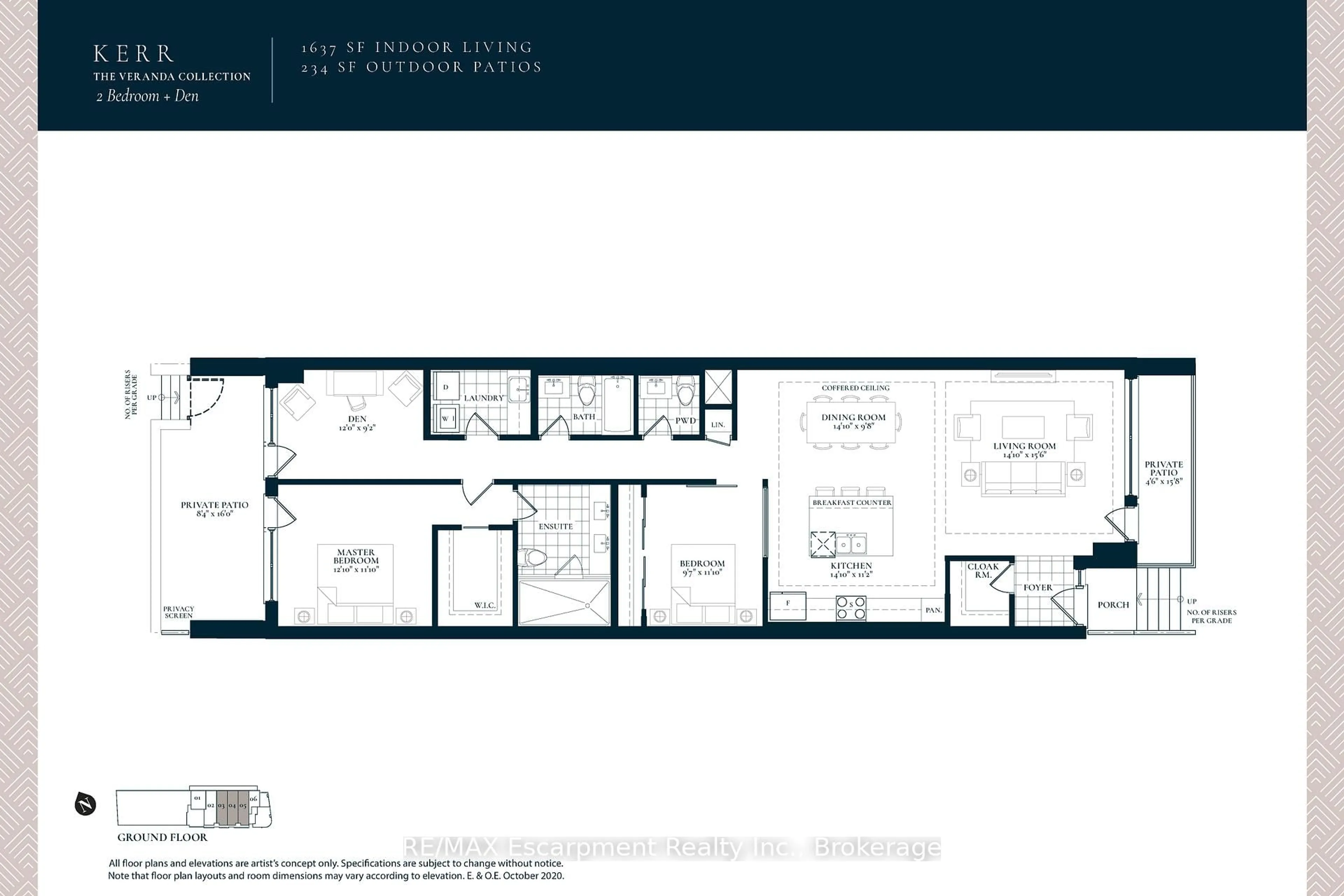 Floor plan for 123 Maurice Dr #104, Oakville Ontario L6K 2W6