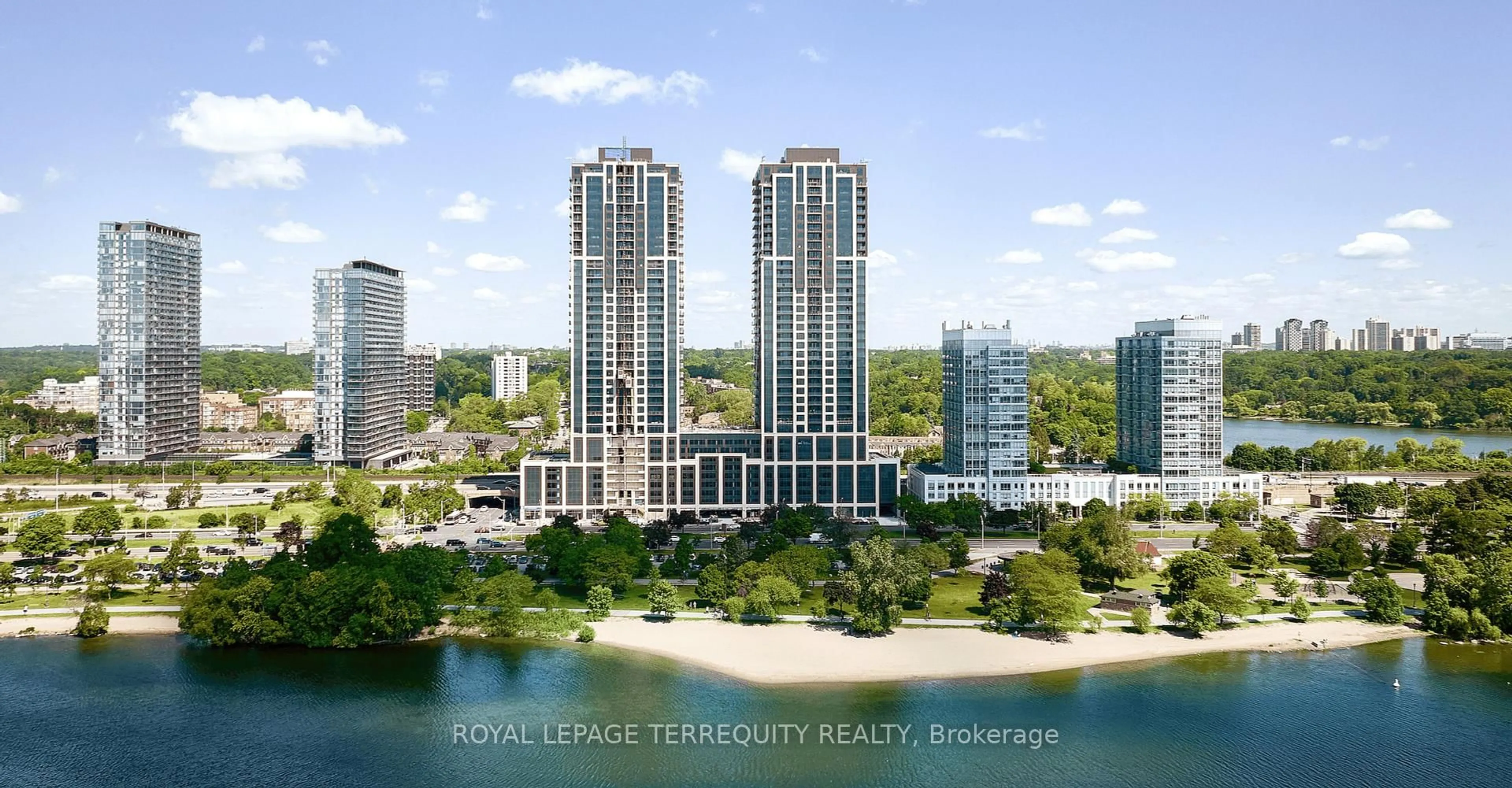 A pic from outside/outdoor area/front of a property/back of a property/a pic from drone, city buildings view from balcony for 1926 Lake Shore Blvd #1710e, Toronto Ontario M6S 1A1