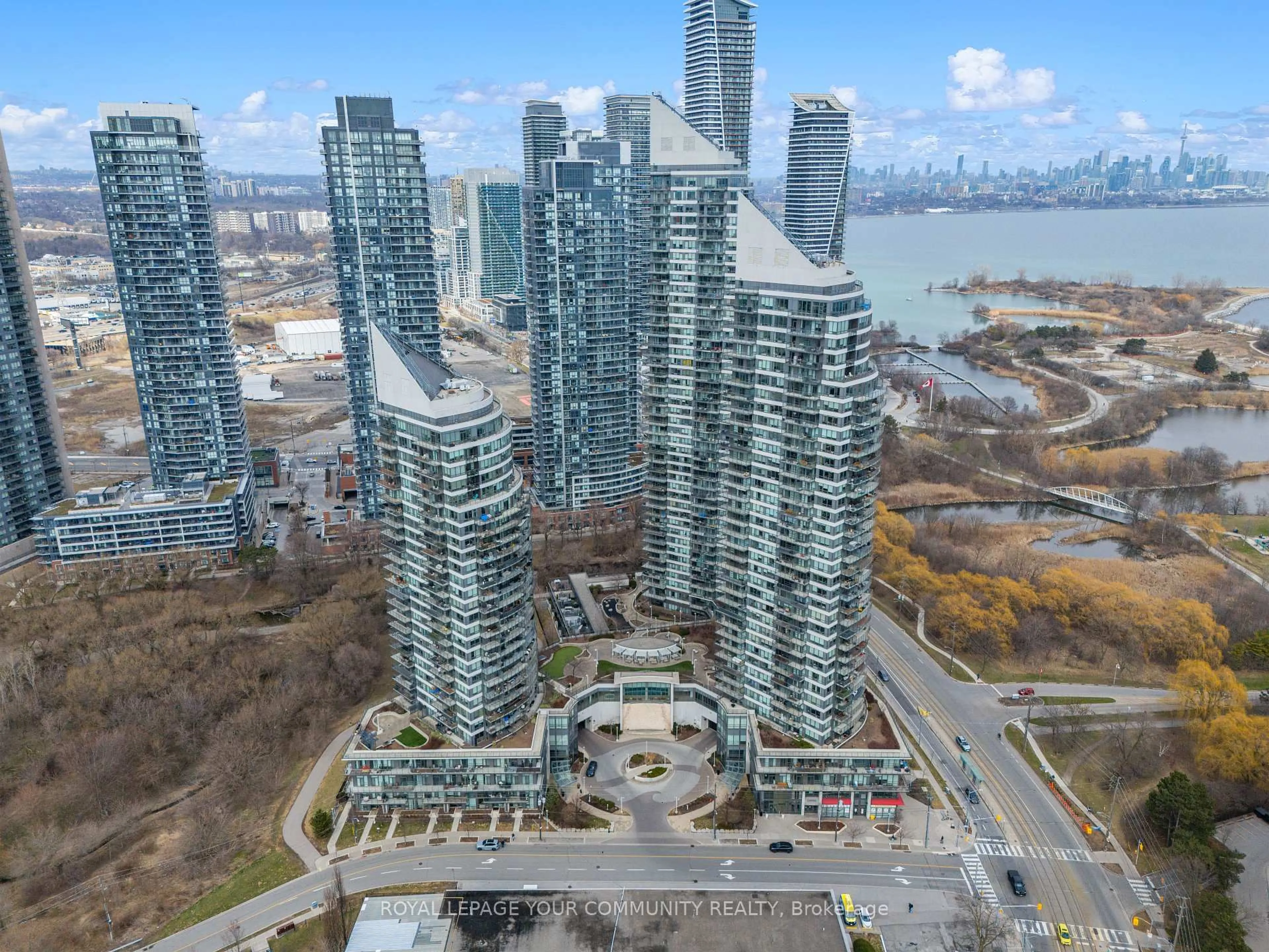 A pic from outside/outdoor area/front of a property/back of a property/a pic from drone, city buildings view from balcony for 15 Legion Rd #2101, Toronto Ontario M8V 0A9