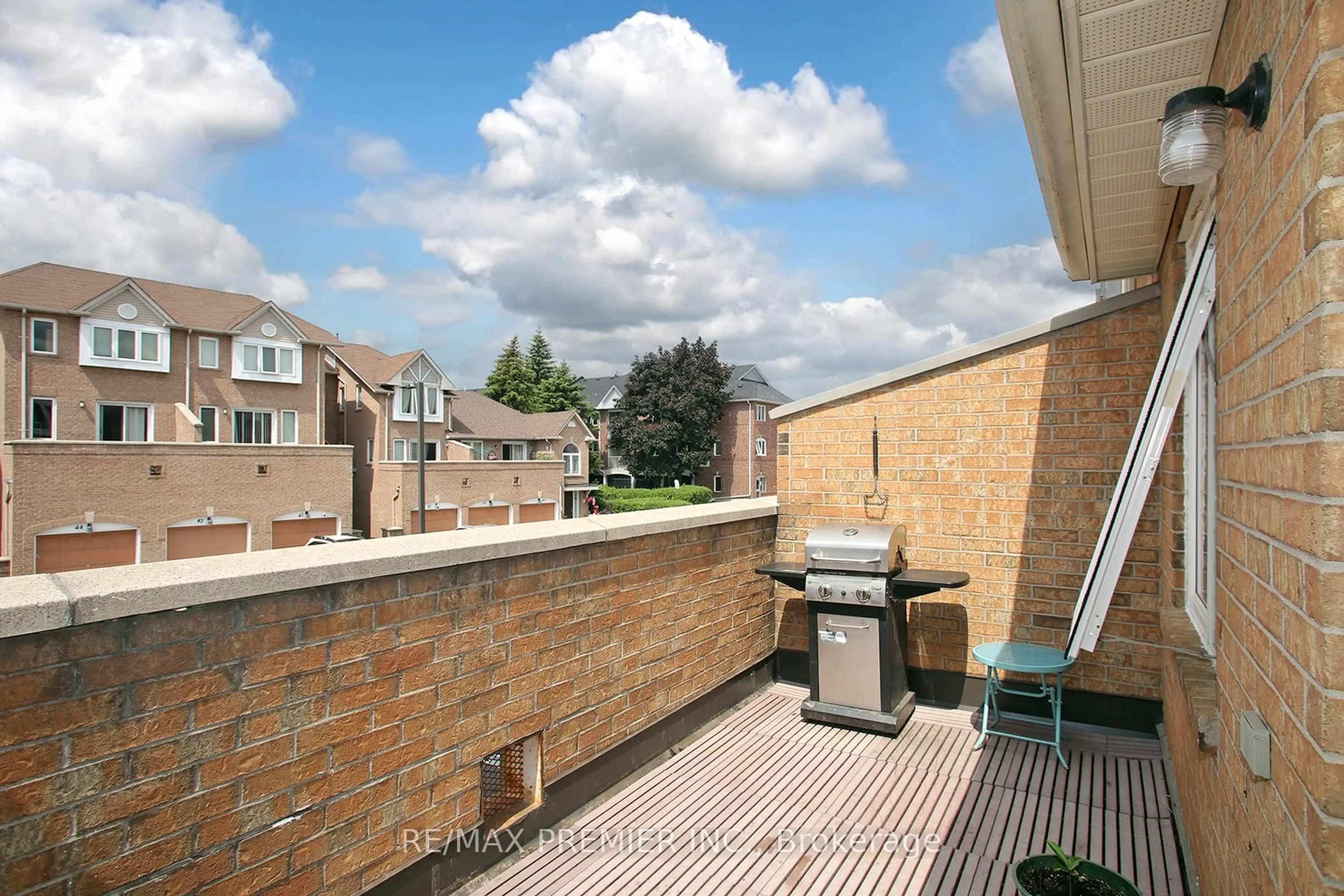 Patio, city buildings view from balcony for 45 Bristol Rd #37, Mississauga Ontario L4Z 3P5