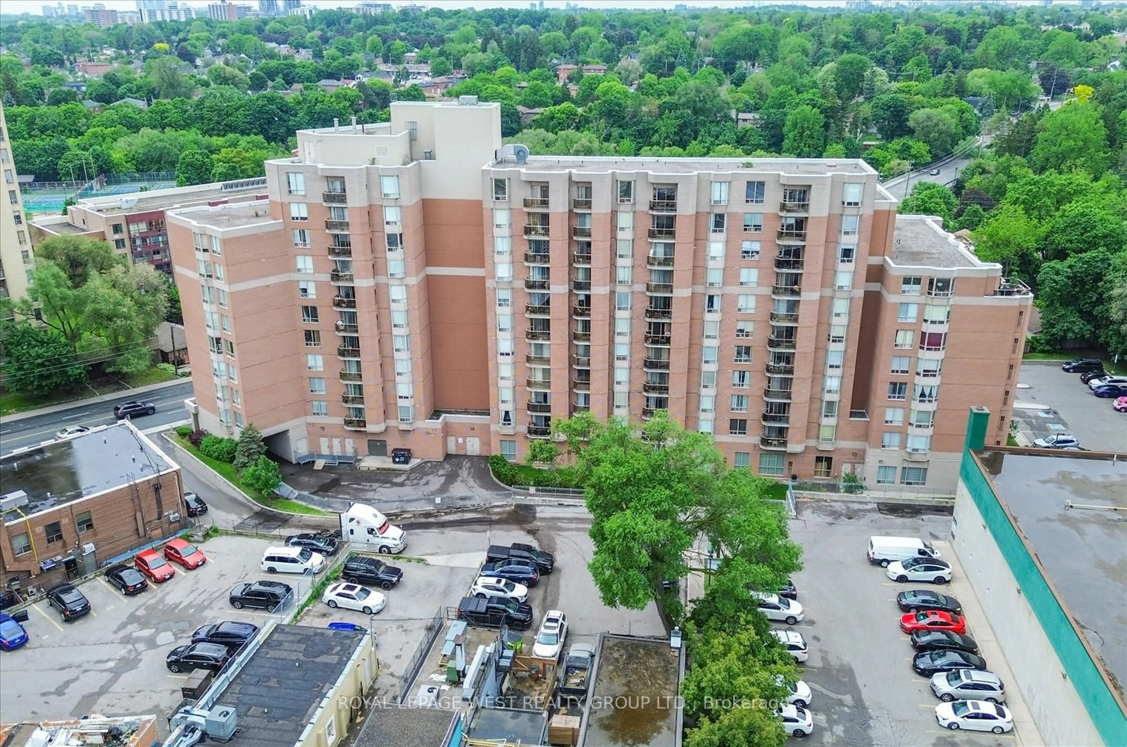 A pic from outside/outdoor area/front of a property/back of a property/a pic from drone, city buildings view from balcony for 2088 Lawrence Ave #515, Toronto Ontario M9N 3Z9