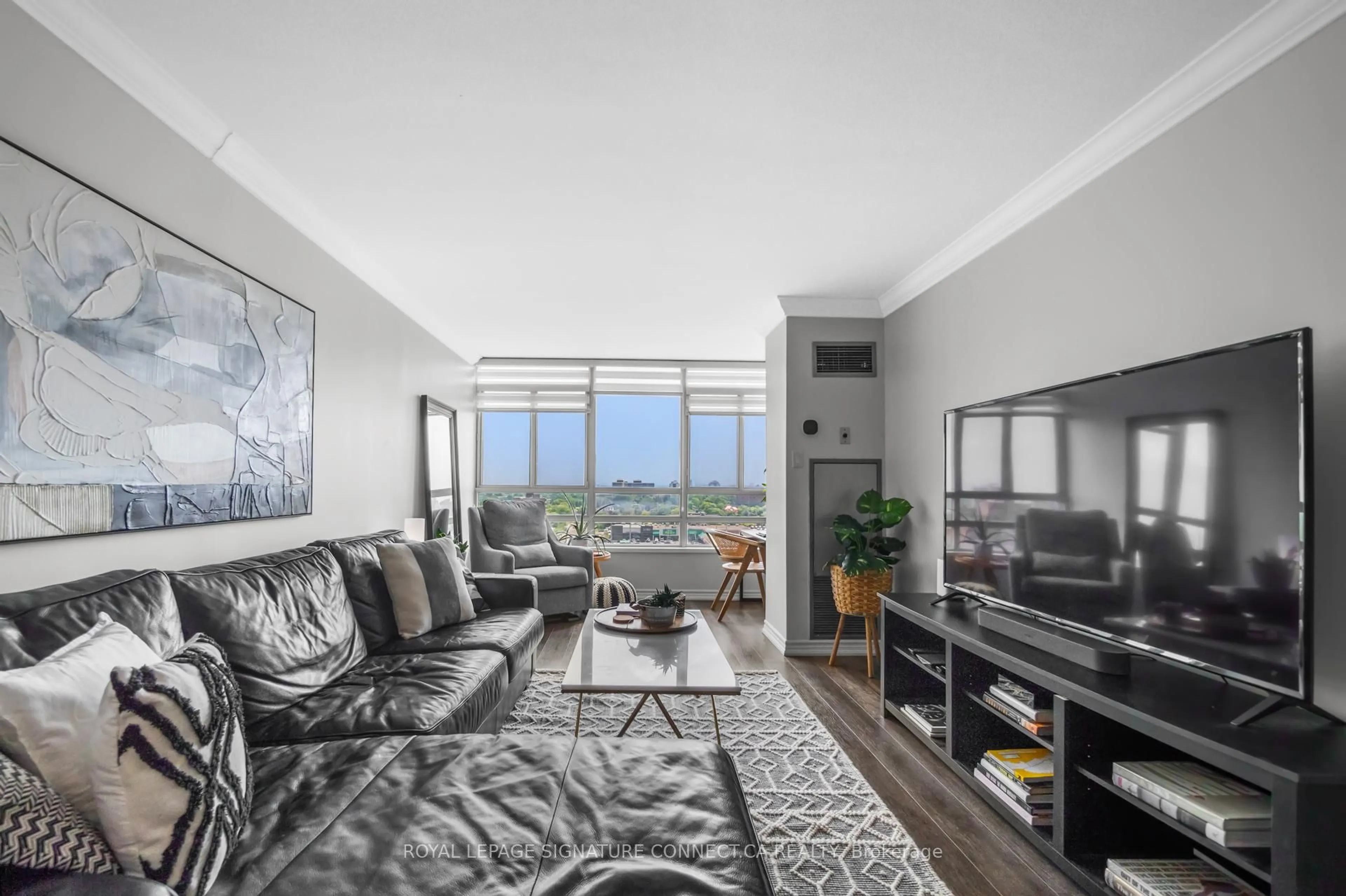 Living room with furniture, unknown for 75 King St #1204, Mississauga Ontario L5A 4G5
