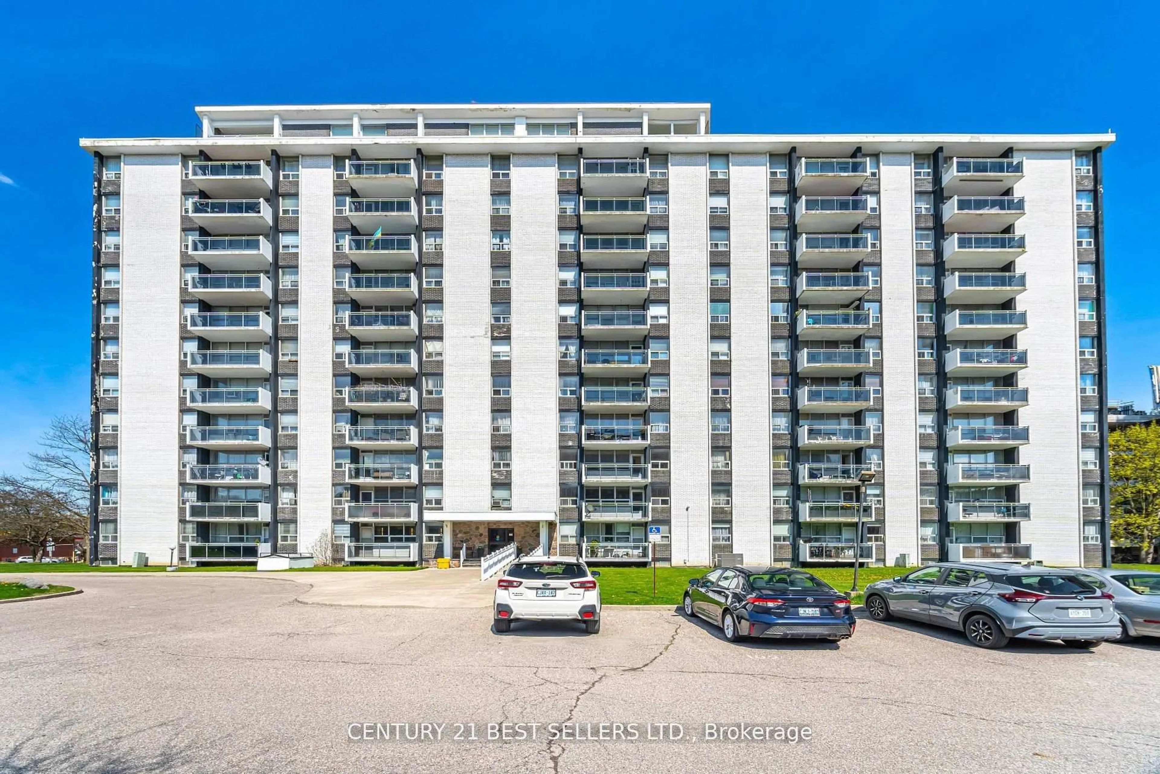 A pic from outside/outdoor area/front of a property/back of a property/a pic from drone, unknown for 151 La Rose Ave #306, Toronto Ontario M9P 1B3