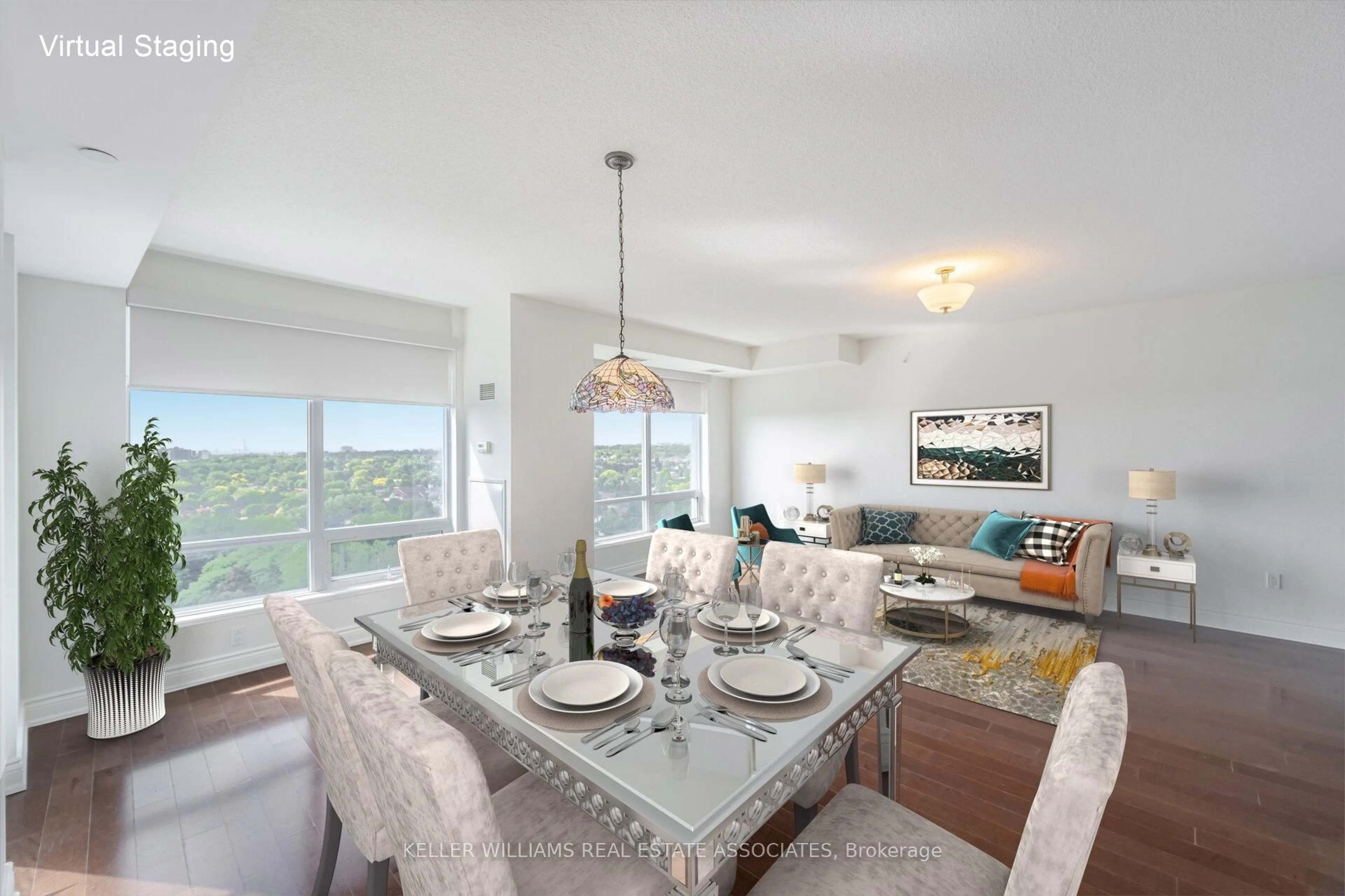 Dining room, ceramic/tile floor for 1665 The Collegeway #1806, Mississauga Ontario L5L 0A9